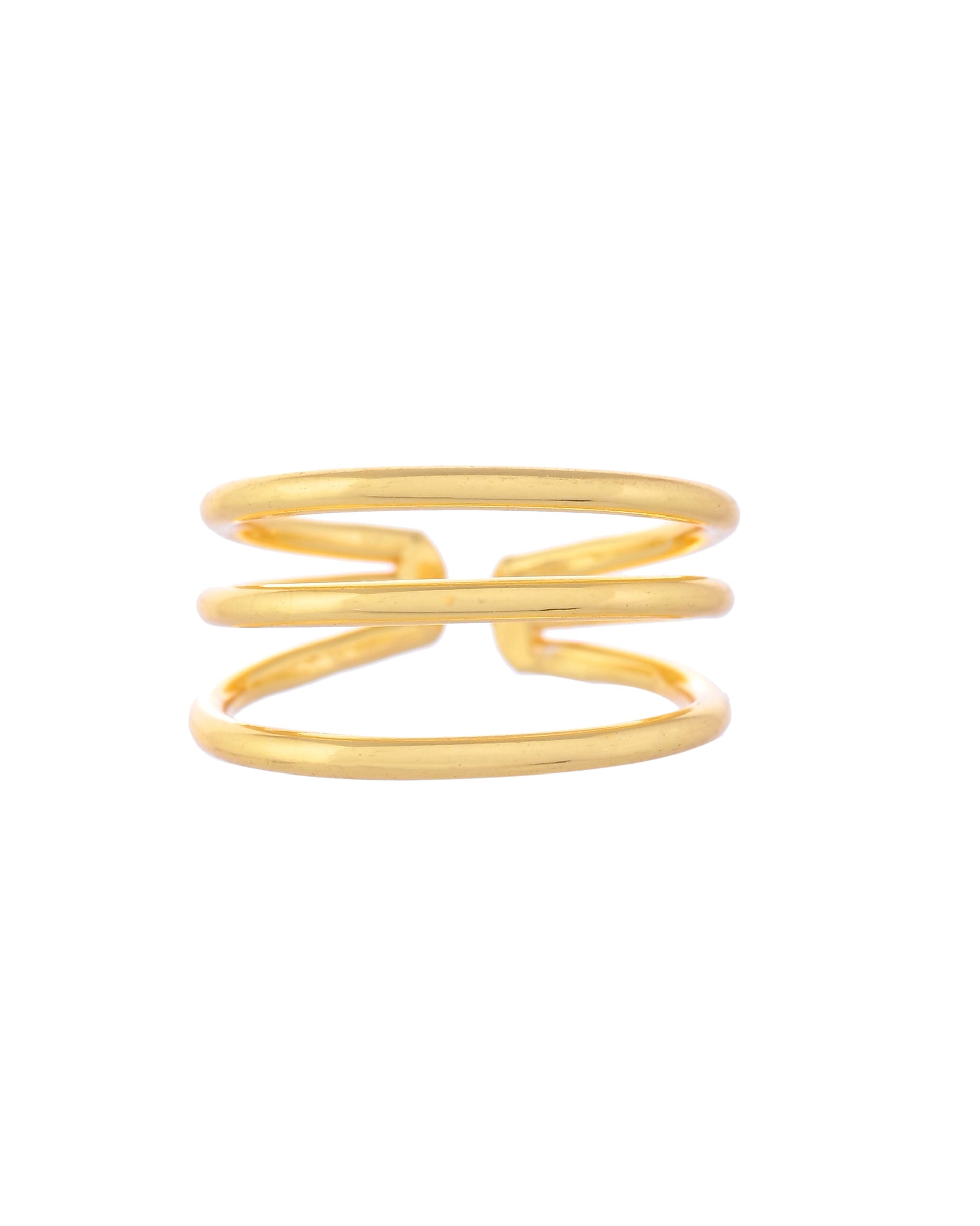VOJ Gold-Polished Antitarnish Muti Layer Finger Ring 