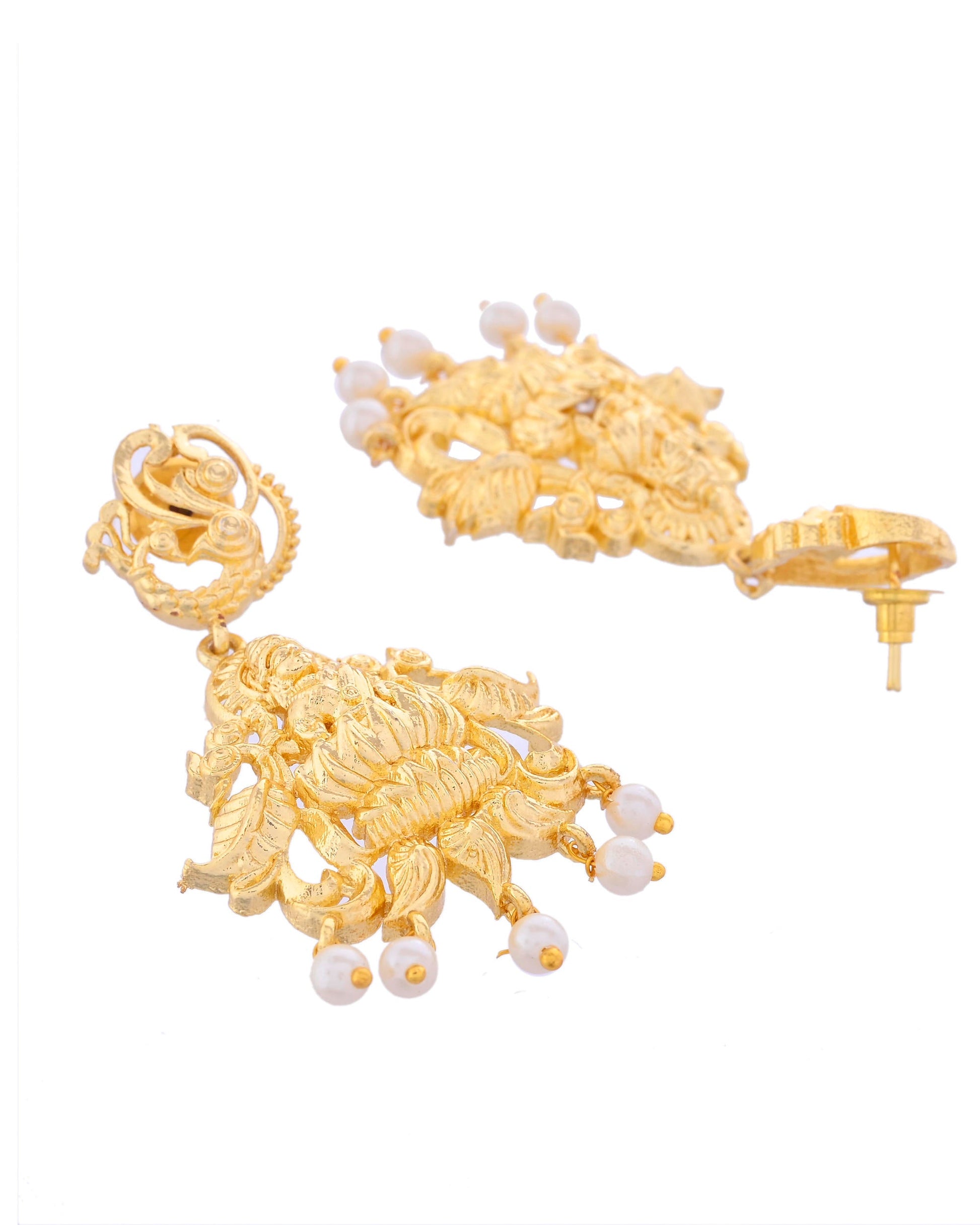 VOJ Gold-Polished Anti Tarnish Temple Jewellery Set VOJ (Valley Of Jewellery)