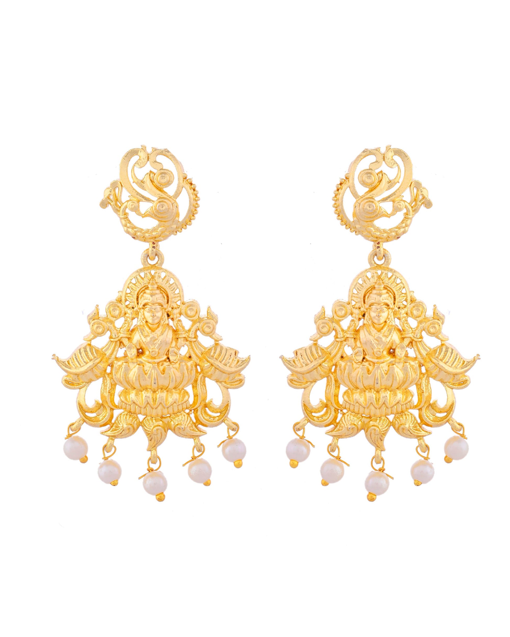 VOJ Gold-Polished Anti Tarnish Temple Jewellery Set VOJ (Valley Of Jewellery)