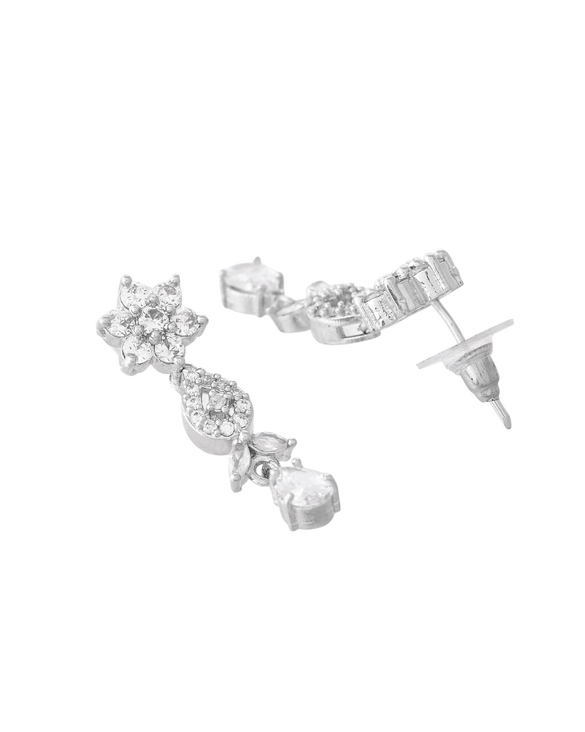 VOJ Silver Plated AD Studded Classic Jewellery Set VOJ (Valley Of Jewellery)