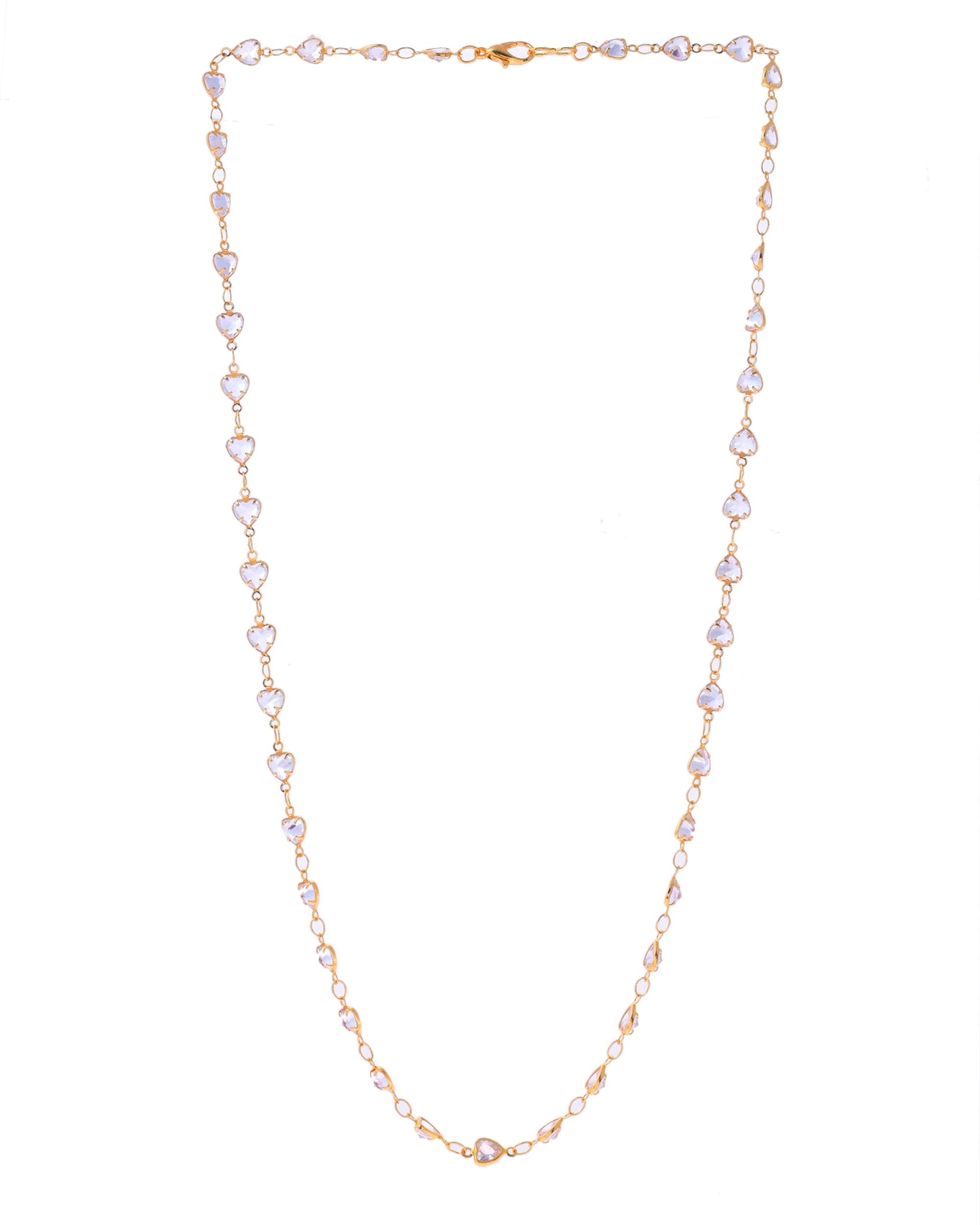 VOJ Women Gold-Polished Heart Shaped Stone Studded Chain 