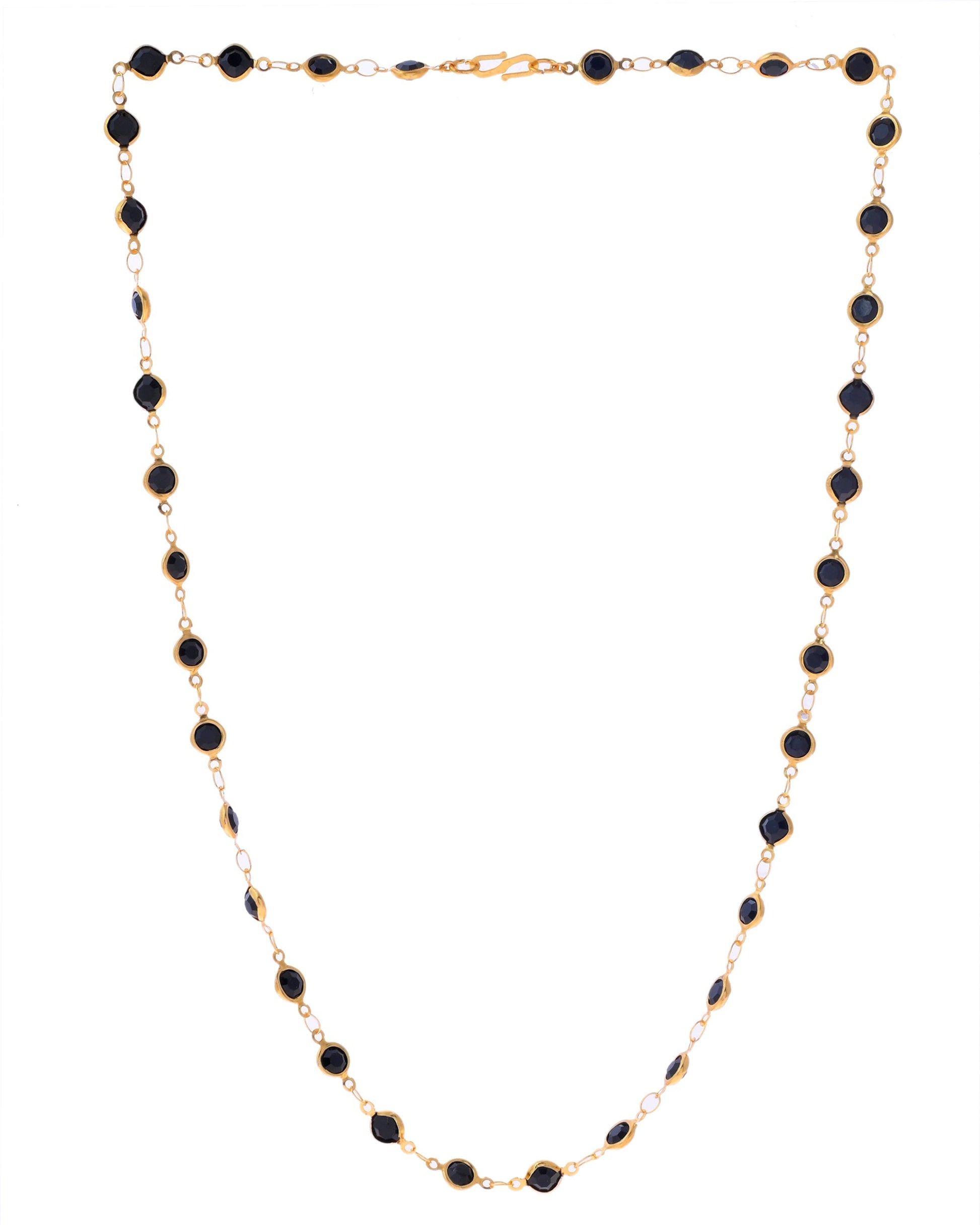 VOJ Gold-Polished Black Stone Studded Women Chain 