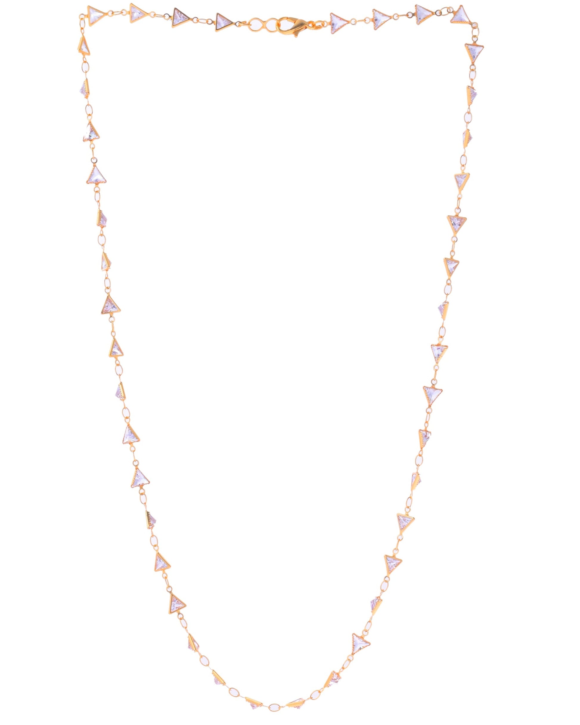 VOJ Women Gold-Polished Triangular Stone Studded Chain 