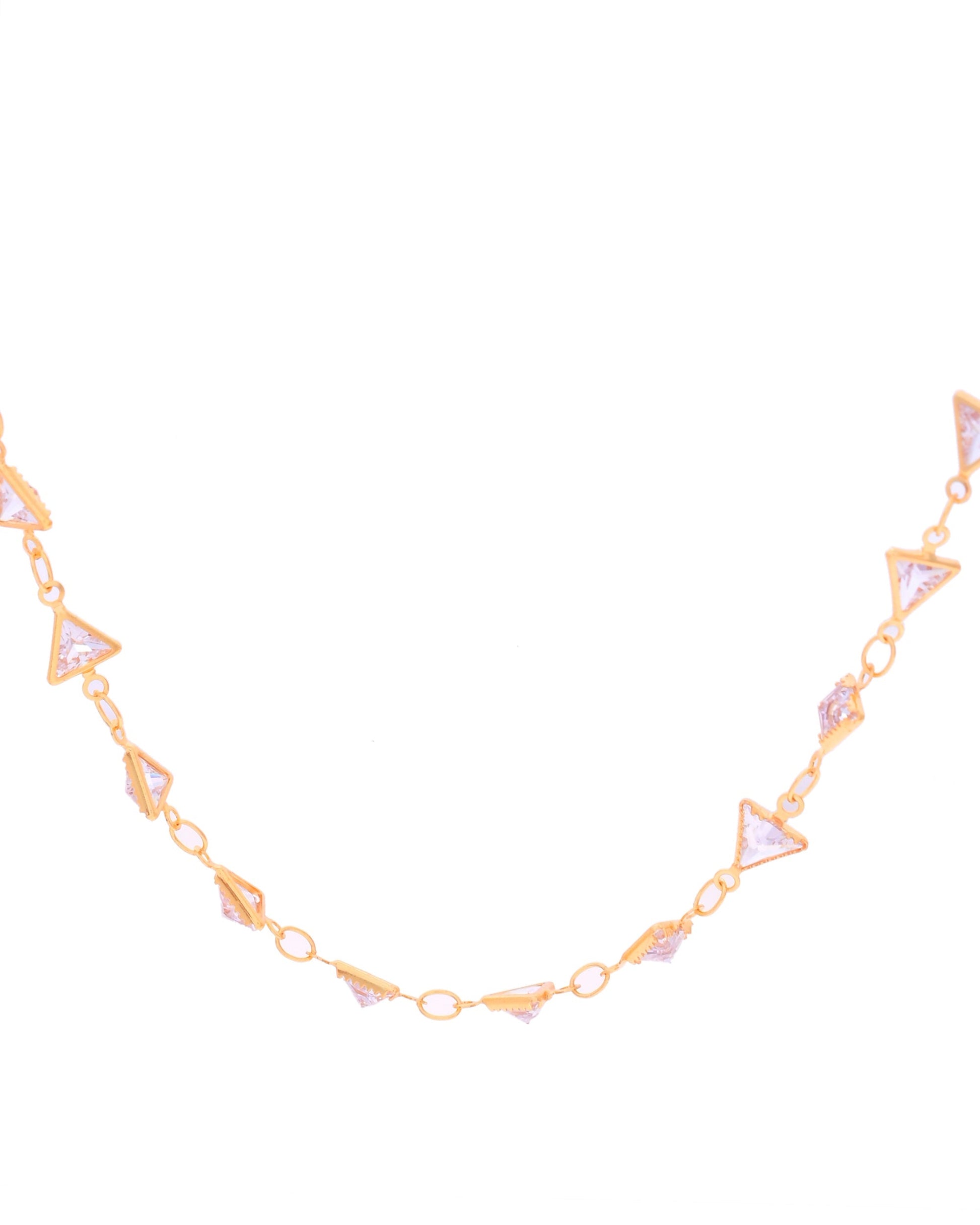 VOJ Women Gold-Polished Triangular Stone Studded Chain 