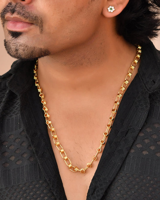 VOJ Gold-Polished Linked Chain For Men