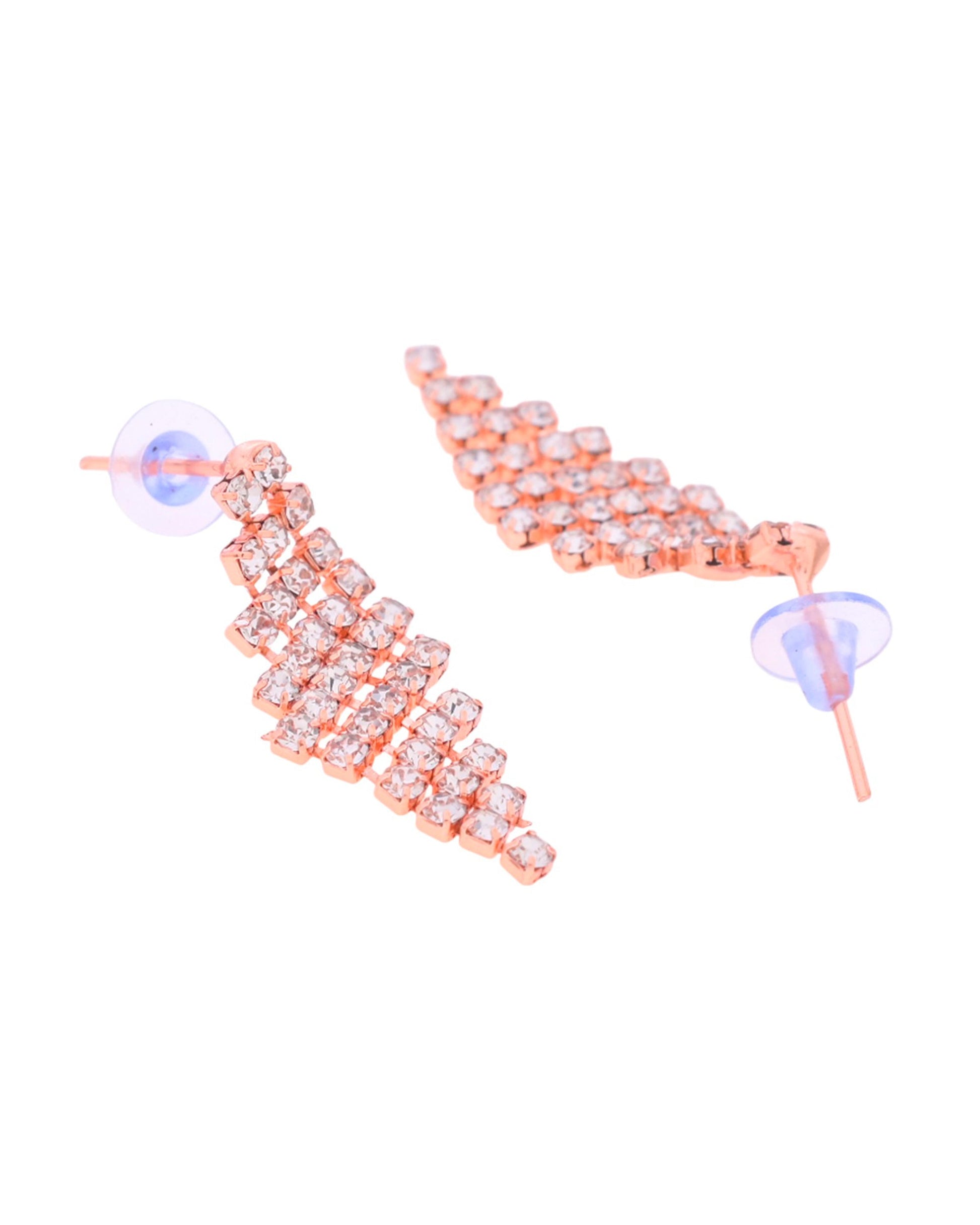 VOJ Rose Gold-Polished Stone Studded Jewellery Set VOJ (Valley Of Jewellery)