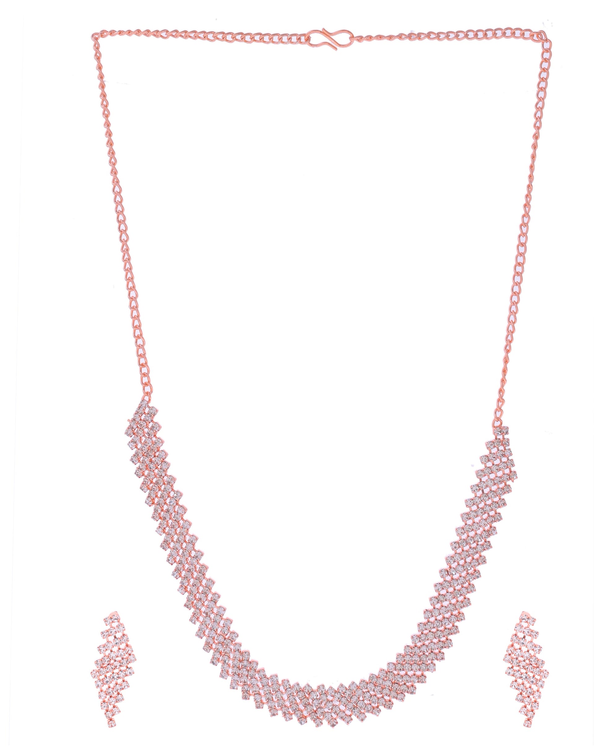 VOJ Rose Gold-Polished Stone Studded Jewellery Set VOJ (Valley Of Jewellery)