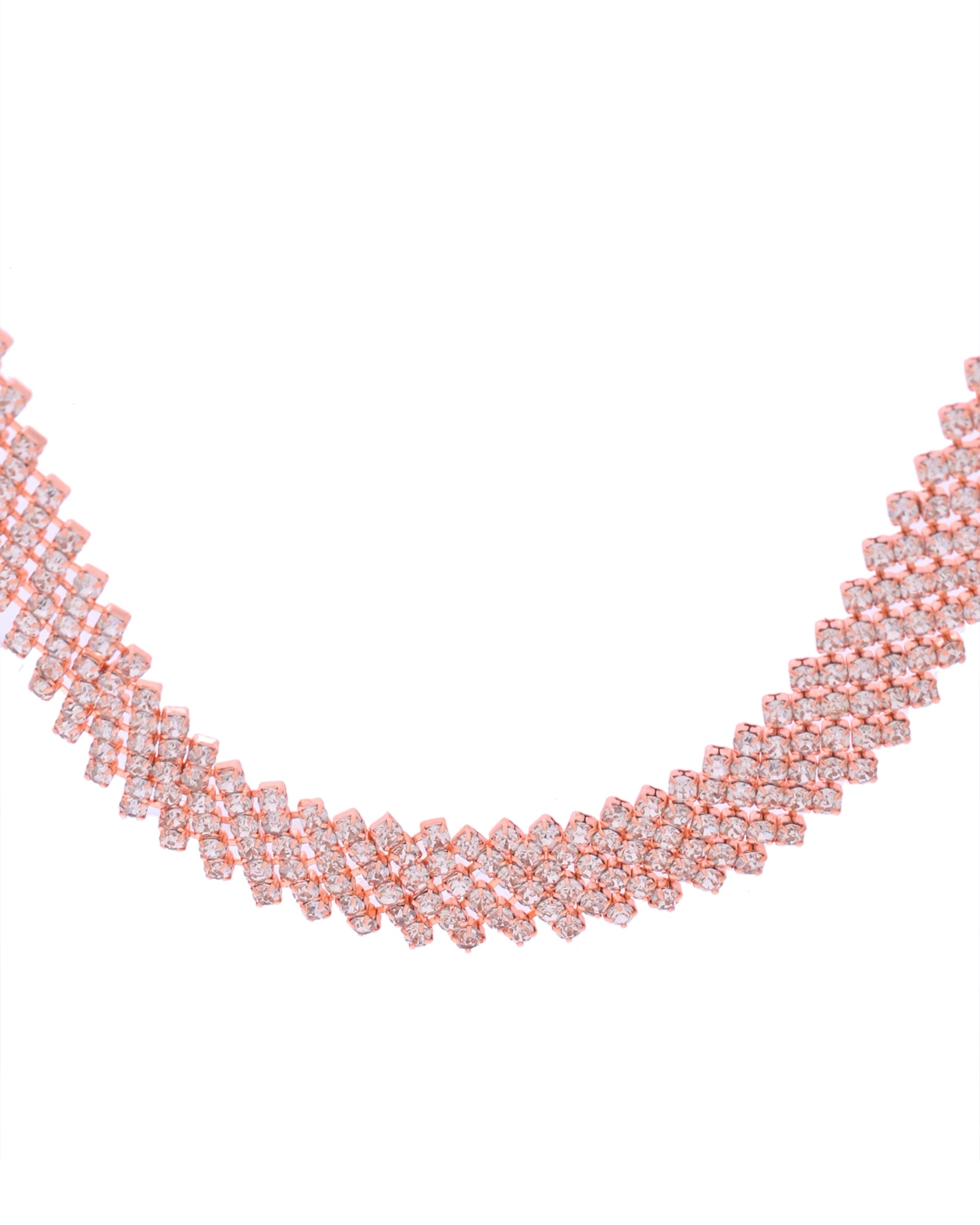 VOJ Rose Gold-Polished Stone Studded Jewellery Set VOJ (Valley Of Jewellery)