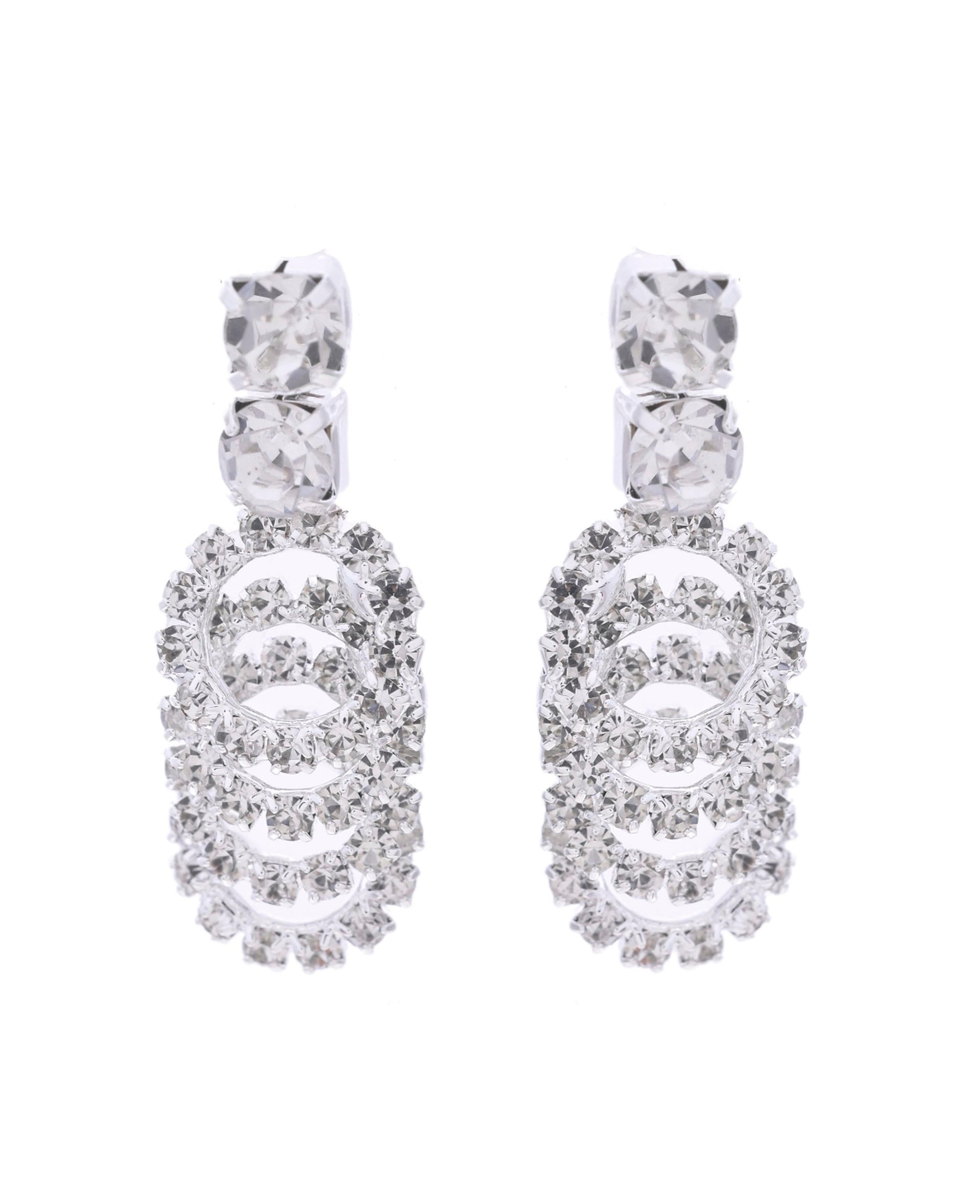 VOJ Silver Plated Stone Studded Circular Mutli Layer Necklace Set VOJ (Valley Of Jewellery)