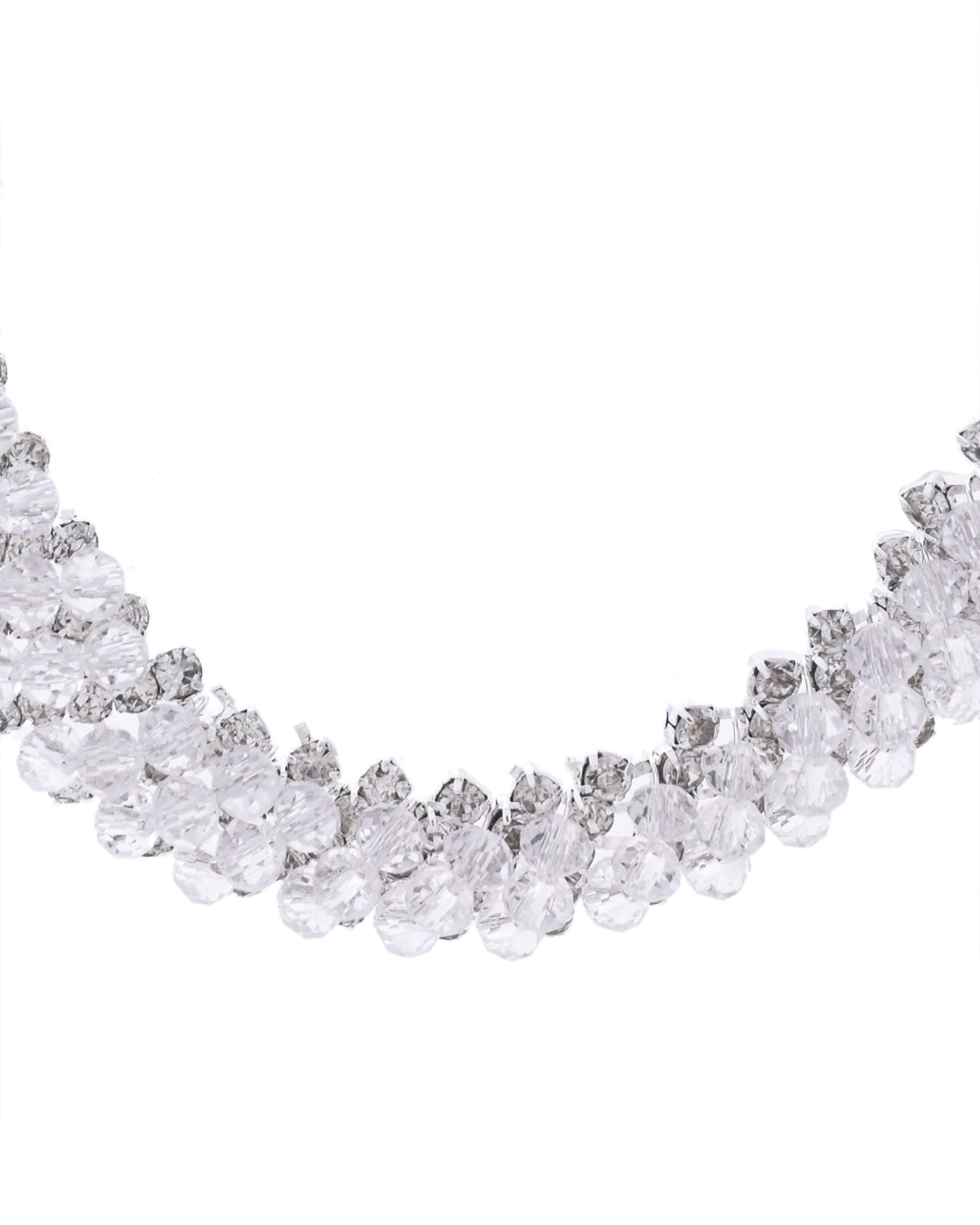 VOJ Silver Plated Stone Studded Necklace Set VOJ (Valley Of Jewellery)