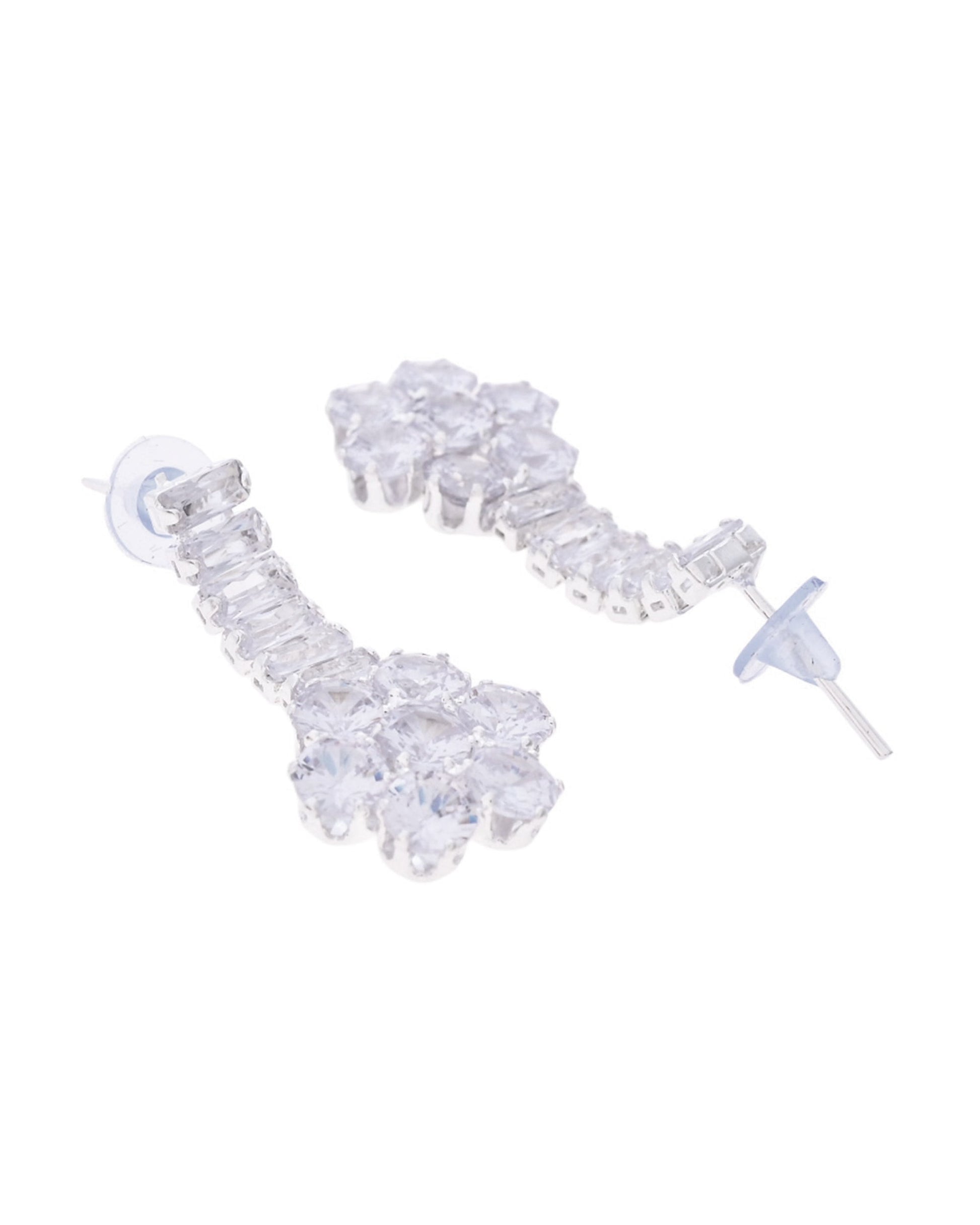 VOJ Silver Plated CZ Stone Studded Designer Jewellery Set VOJ (Valley Of Jewellery)