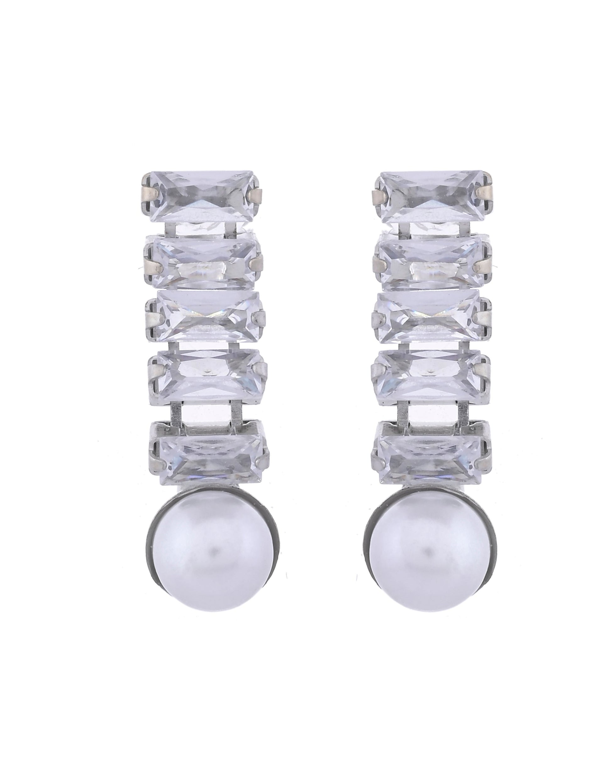 VOJ Silver Plated Pearl And Stone Studded Necklace Set VOJ (Valley Of Jewellery)