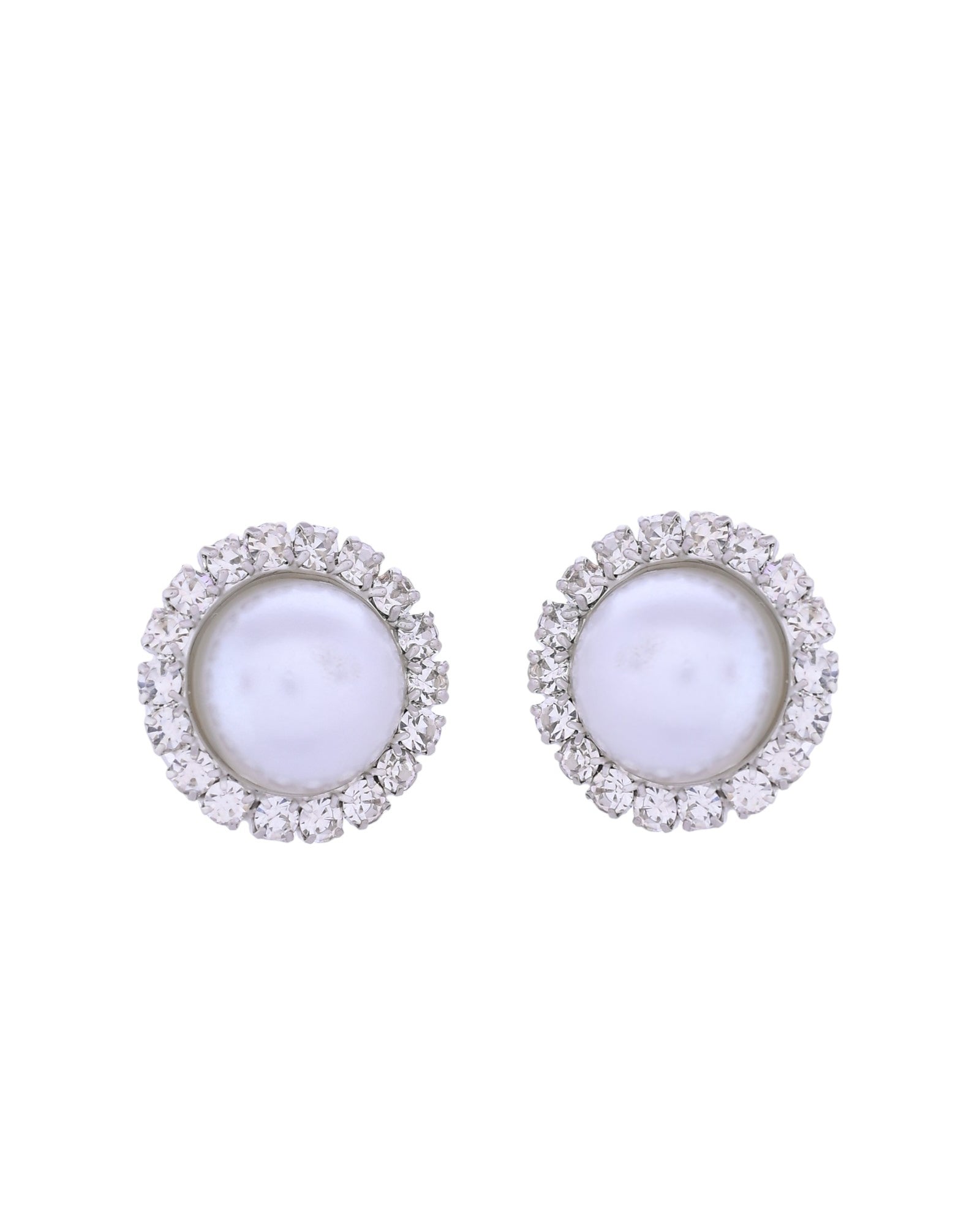 VOJ Silver Plated White Pearl And CZ Stone Choker Set VOJ (Valley Of Jewellery)