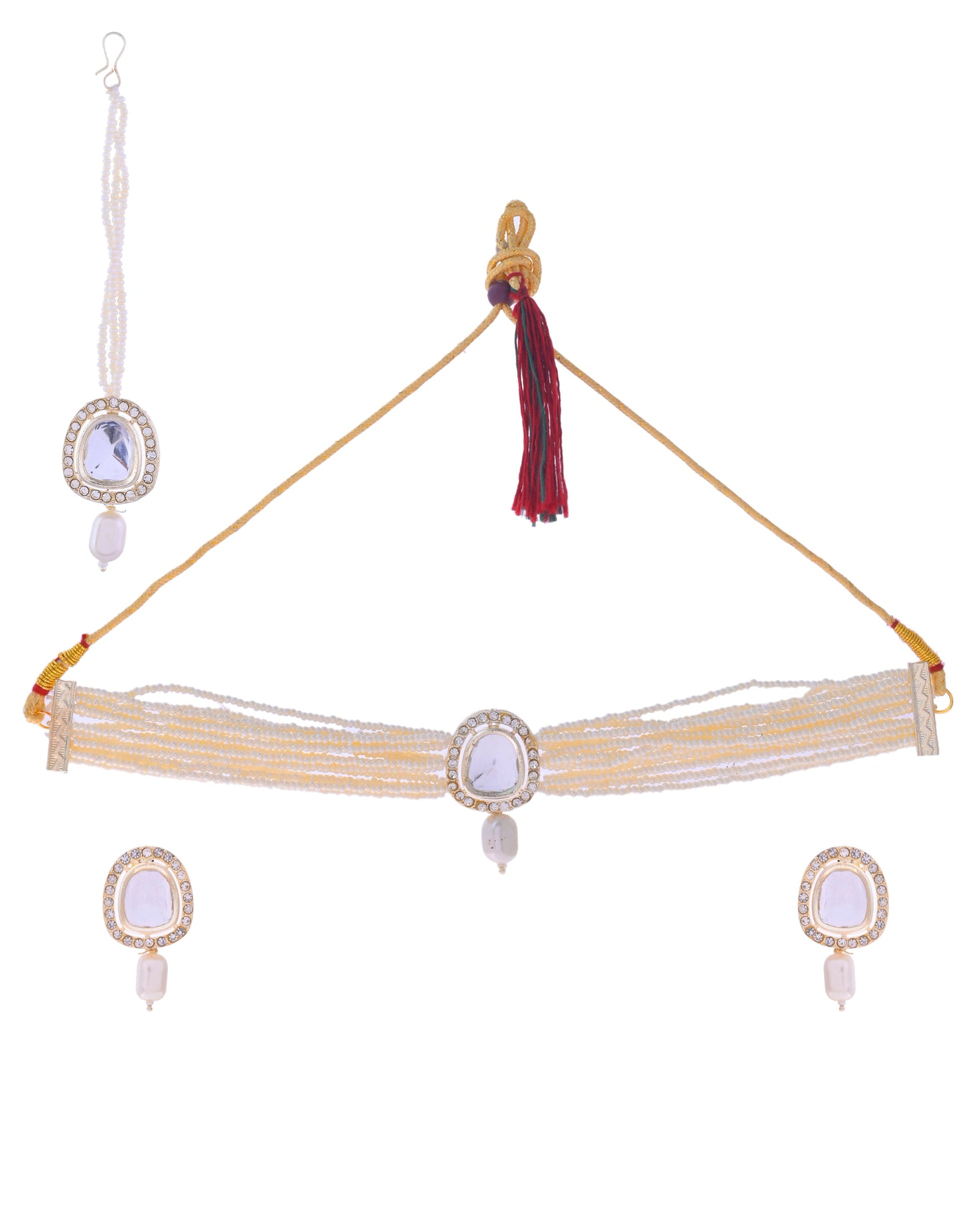 VOJ White Kundan Studded Choker Set VOJ (Valley Of Jewellery)