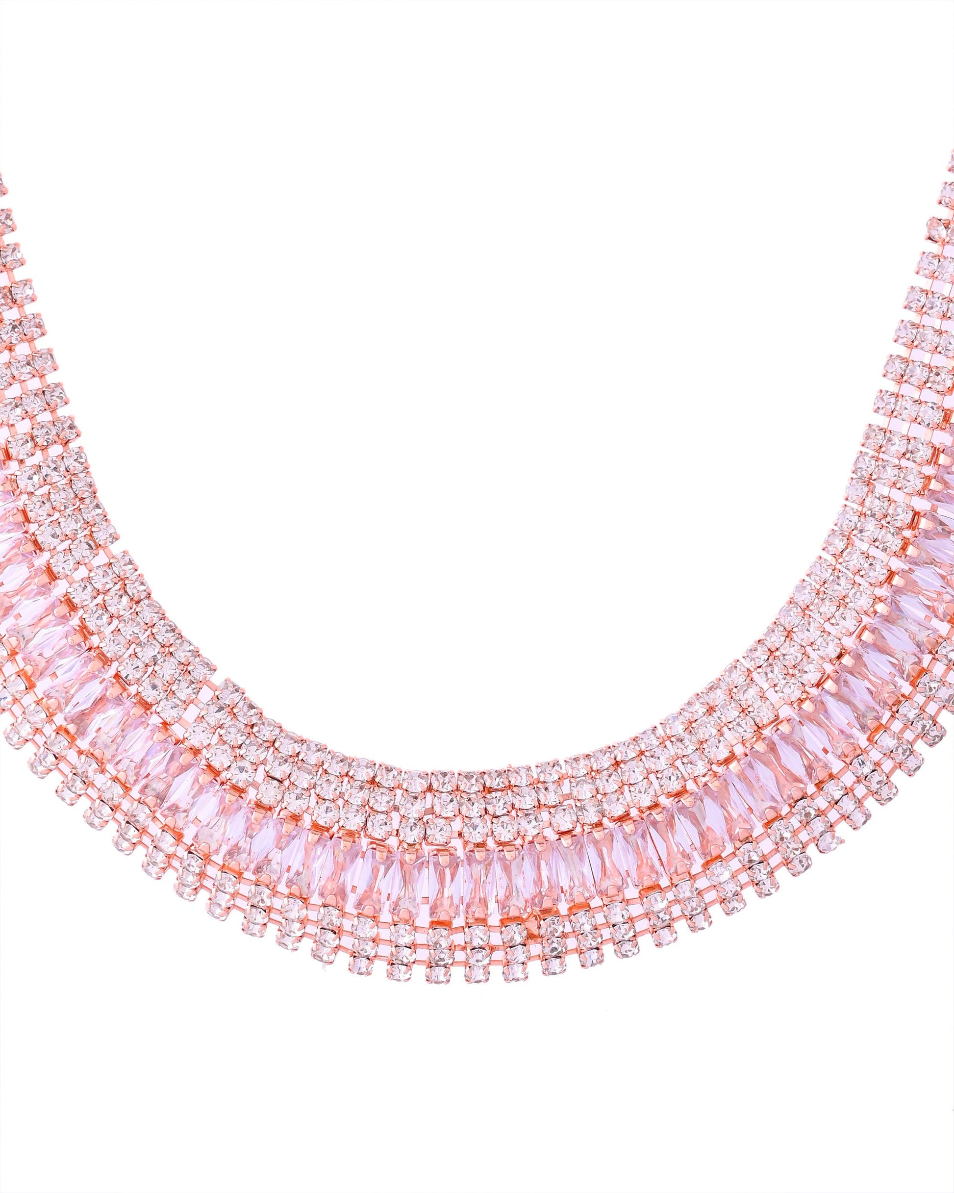 VOJ Rose Gold-Polished Artificial Stones Studded Choker Jewellery Set VOJ (Valley Of Jewellery)