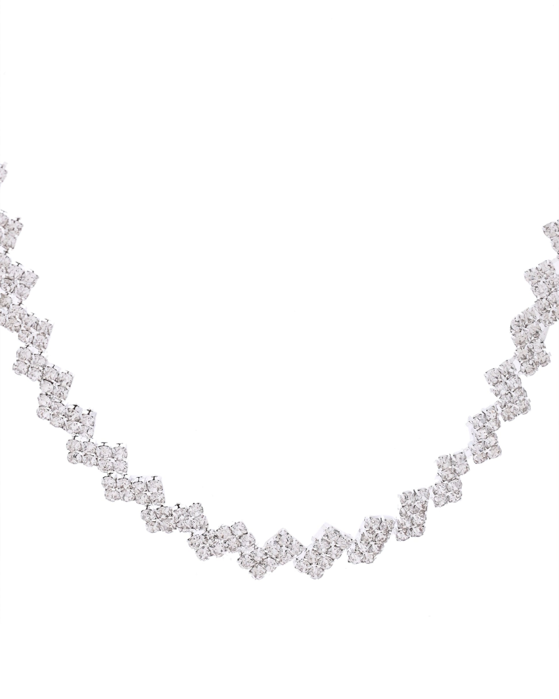 VOJ Silver Plated Stones Studded minimal Designed Jewellery Set VOJ (Valley Of Jewellery)