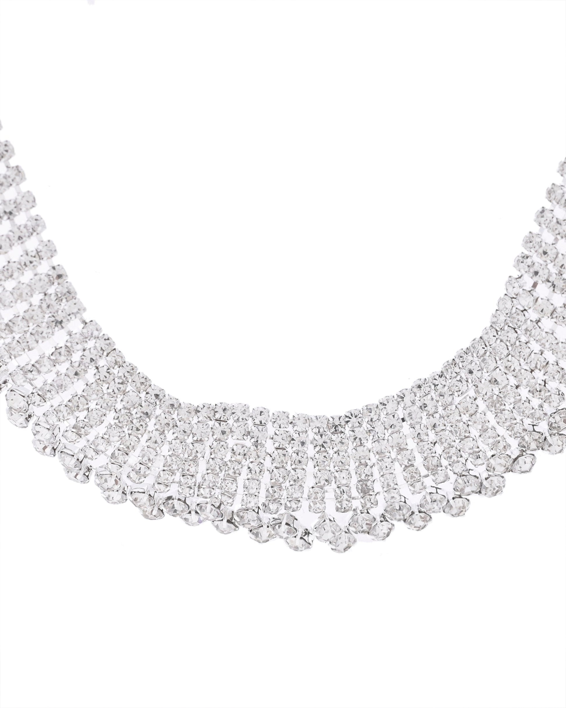 VOJ Silver-Plated Artificial Stones Studded Choker Jewellery Set VOJ (Valley Of Jewellery)