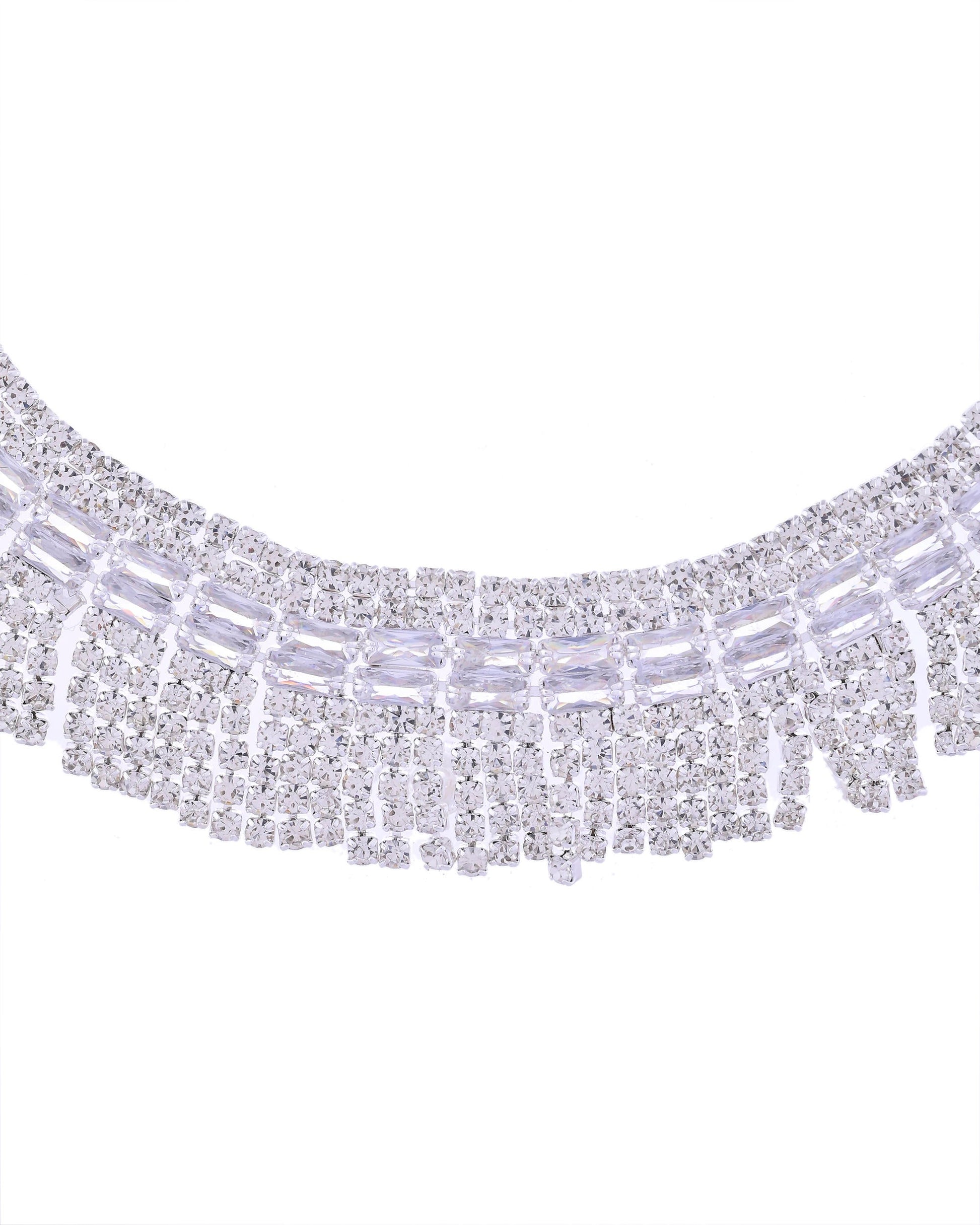 VOJ Silver-Plated Stones Studded Jewellery Set VOJ (Valley Of Jewellery)