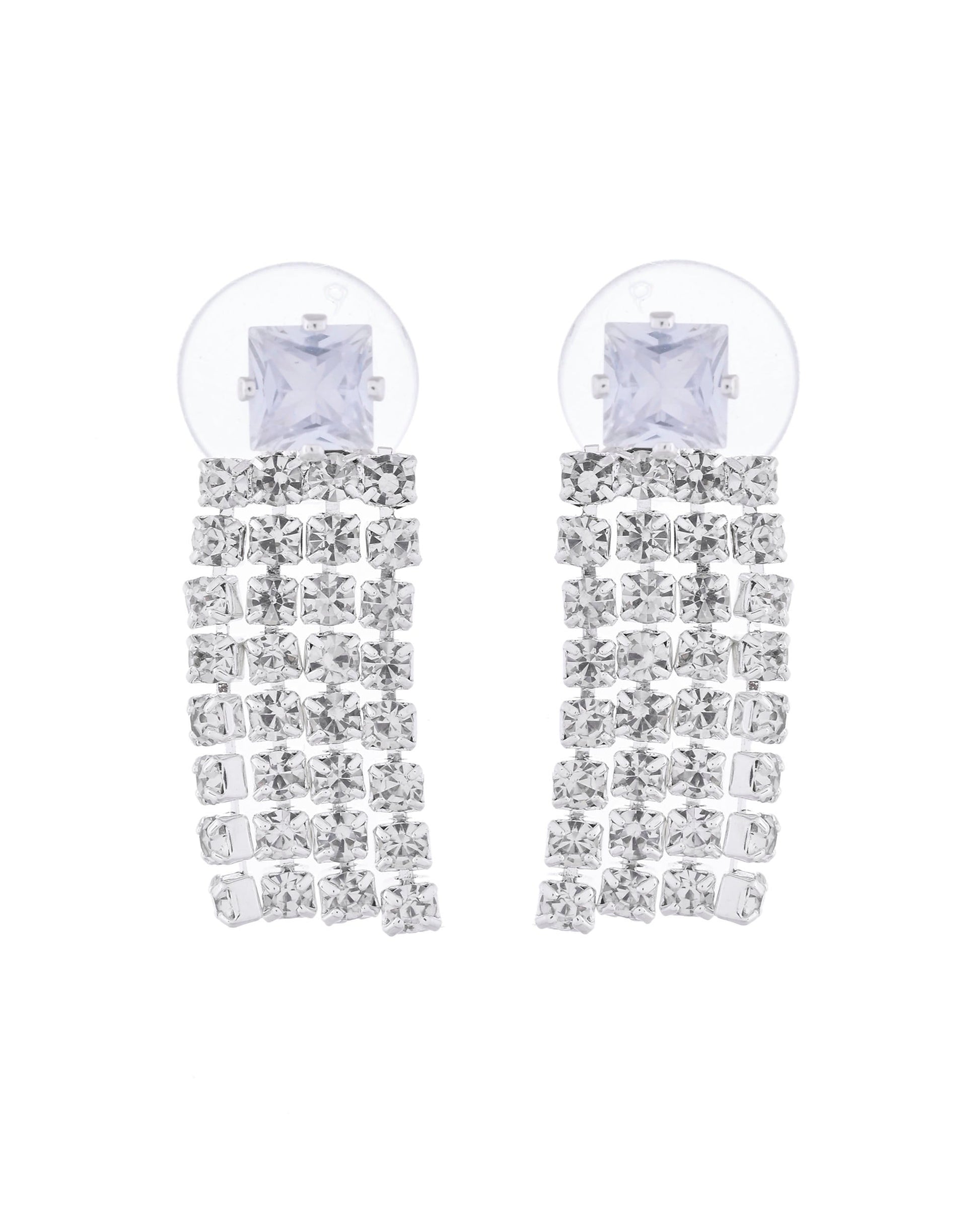 VOJ Silver-Plated Stones Studded Jewellery Set VOJ (Valley Of Jewellery)