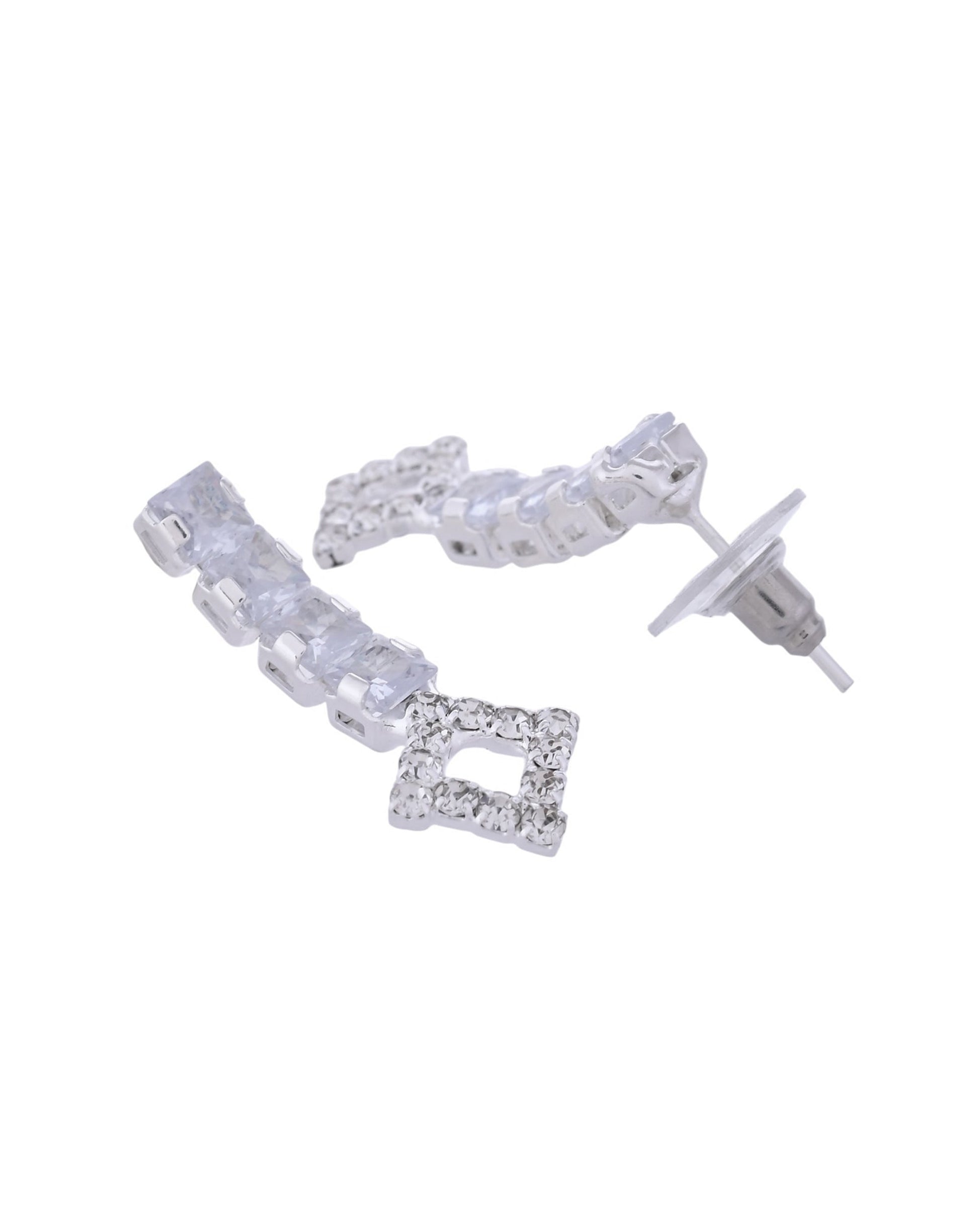 VOJ Silver-Plated Stones Studded Geomatrical Jewellery Set VOJ (Valley Of Jewellery)