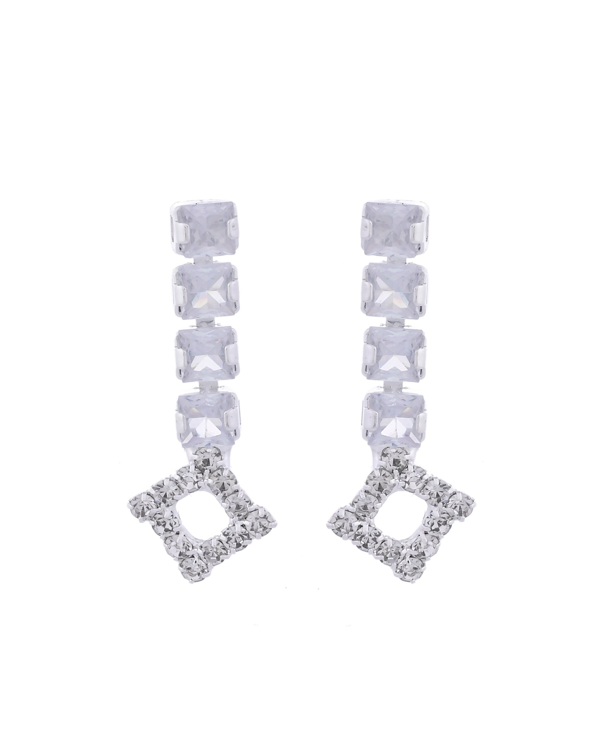 VOJ Silver-Plated Stones Studded Geomatrical Jewellery Set VOJ (Valley Of Jewellery)