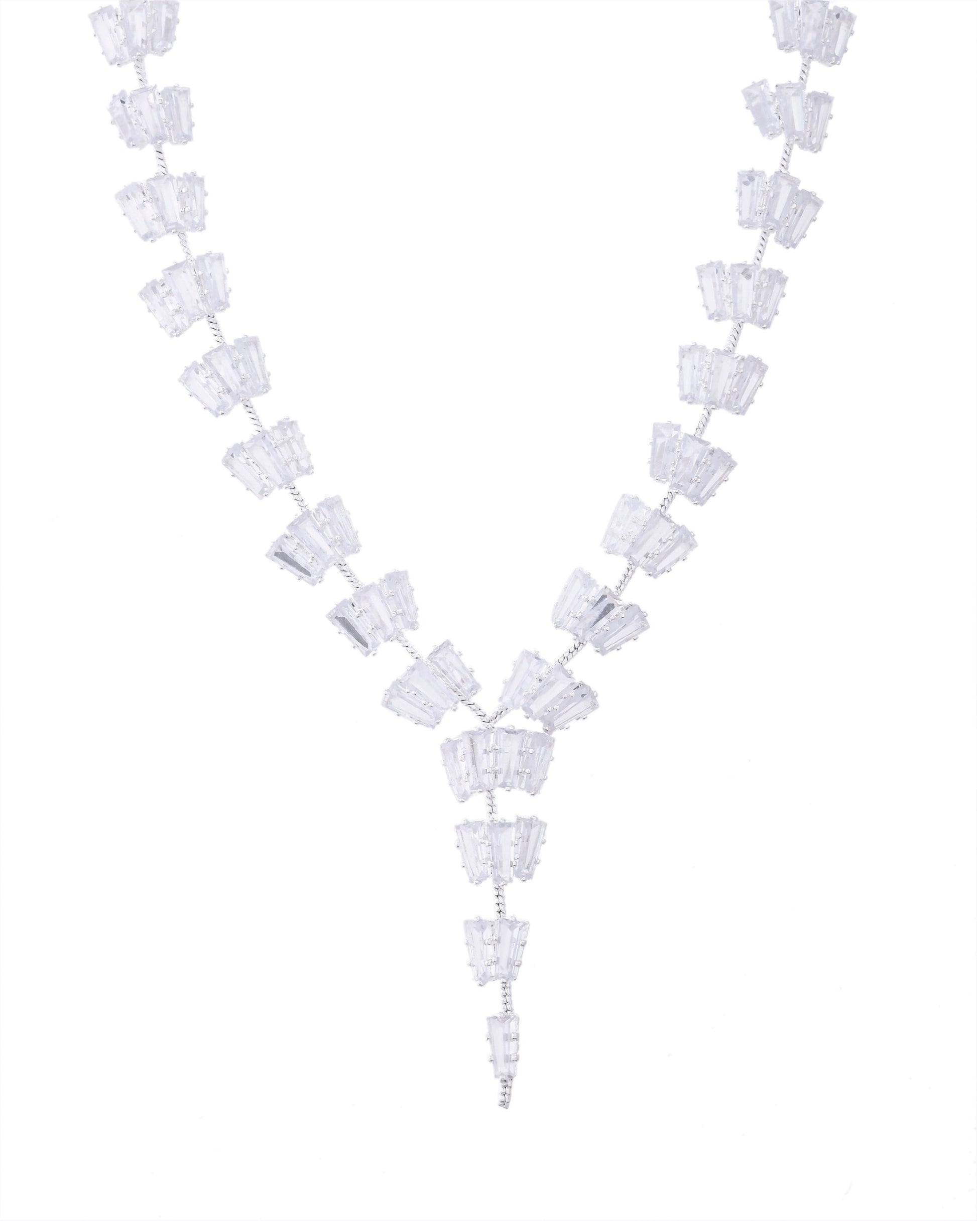 VOJ Silver Plated Artifical Stone Studded Necklace Set VOJ (Valley Of Jewellery)