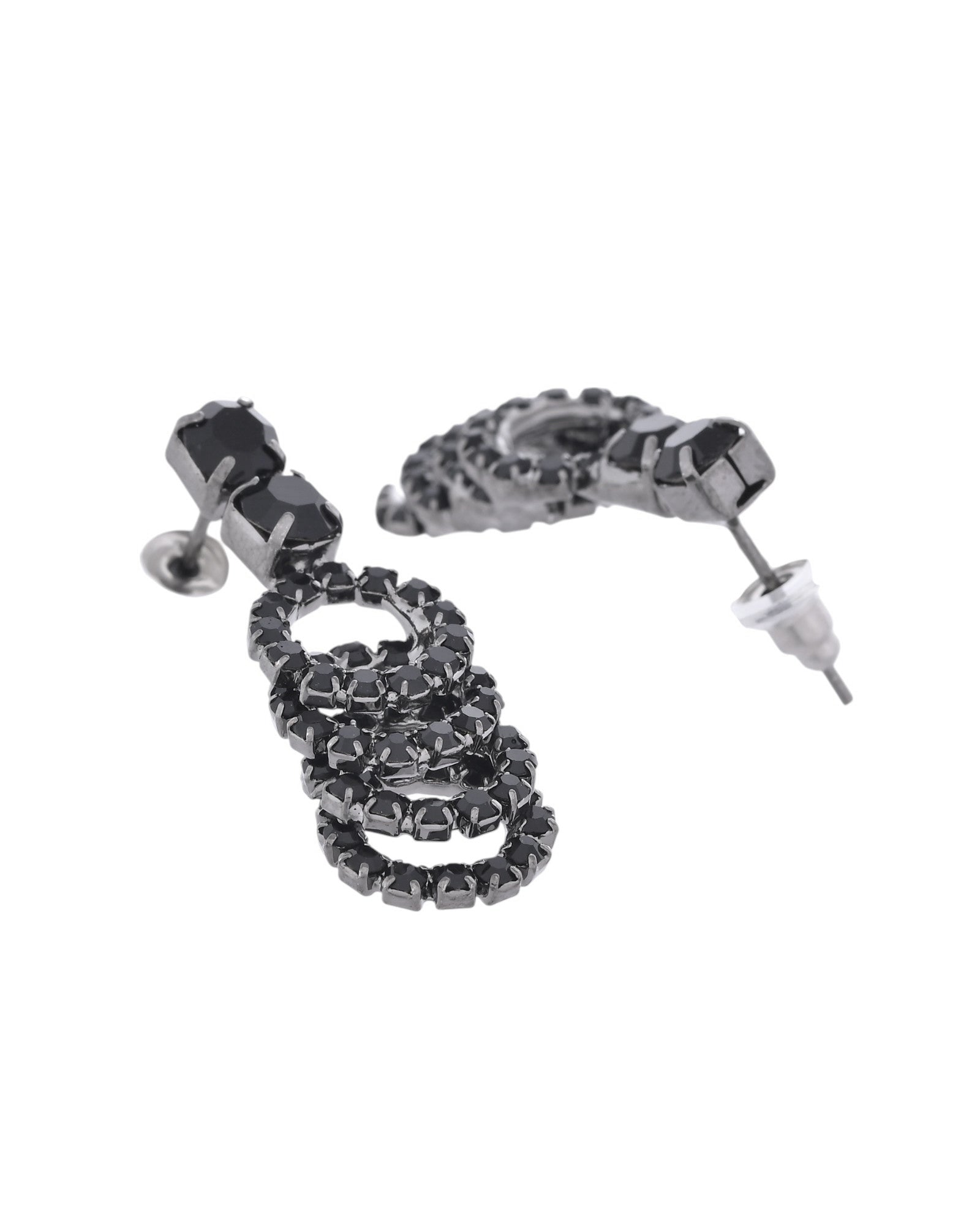 VOJ Black Circular Stone Studded Jewellery Set VOJ (Valley Of Jewellery)