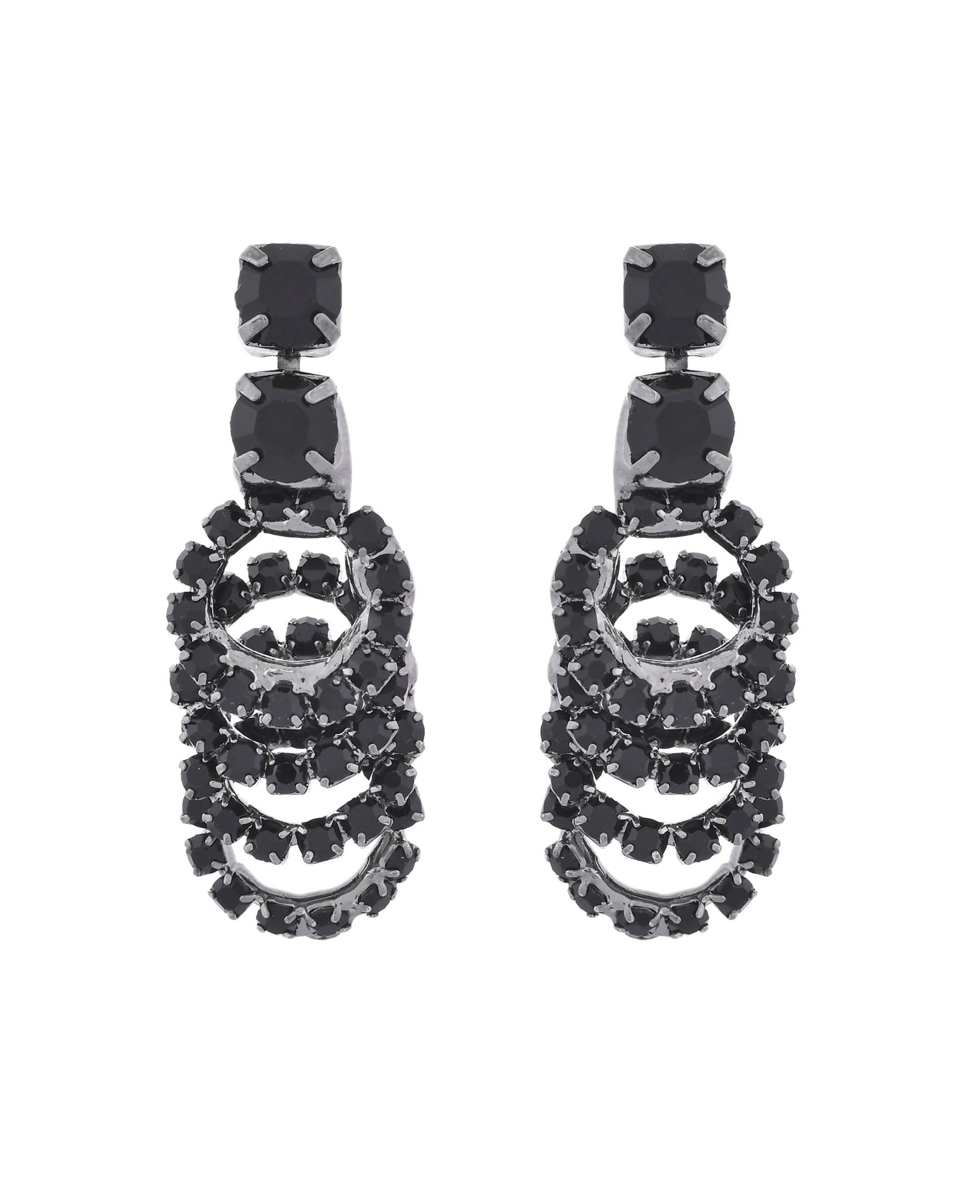 VOJ Black Circular Stone Studded Jewellery Set VOJ (Valley Of Jewellery)
