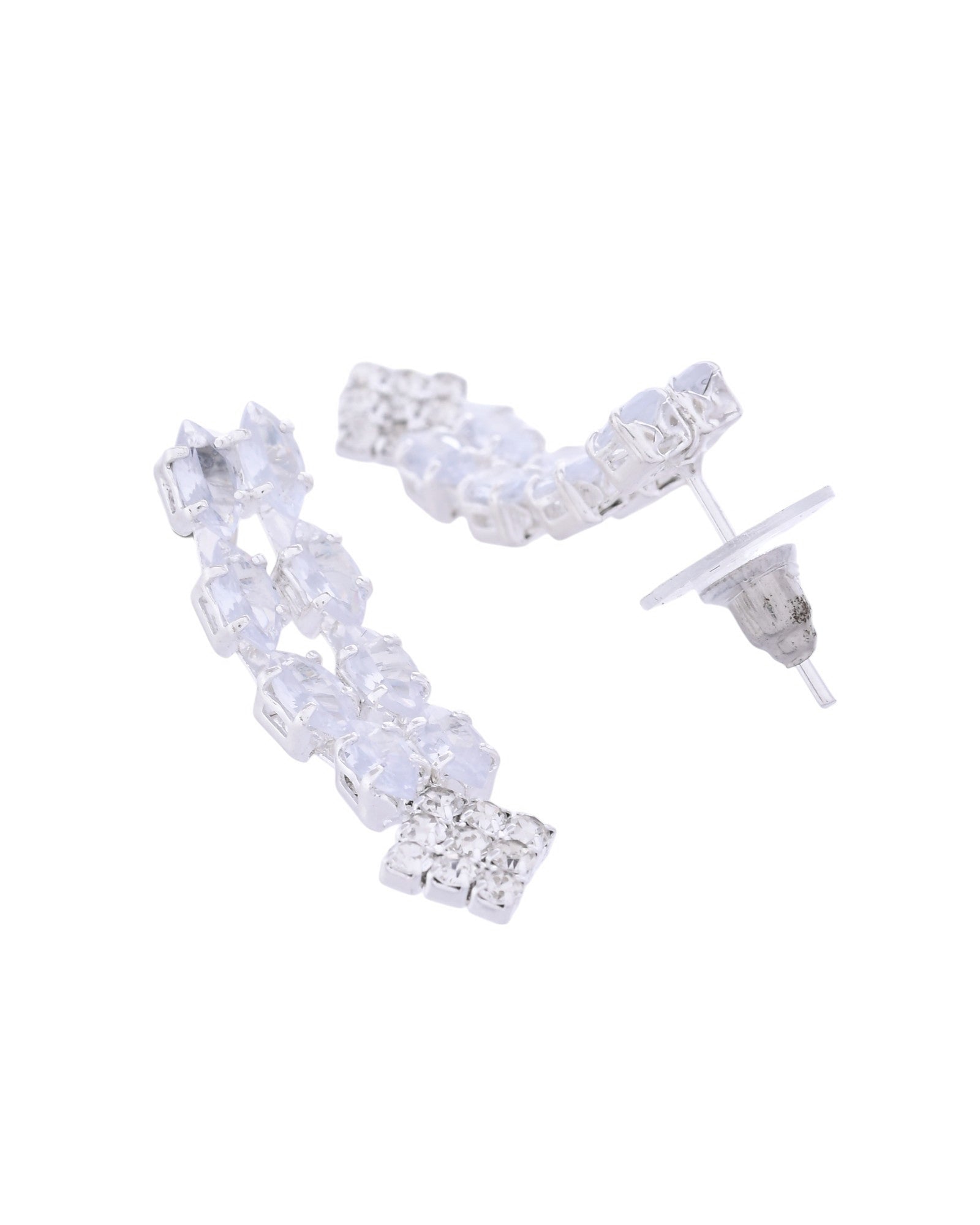 VOJ Silver Plated CZ Stones Studded Necklace Set VOJ (Valley Of Jewellery)