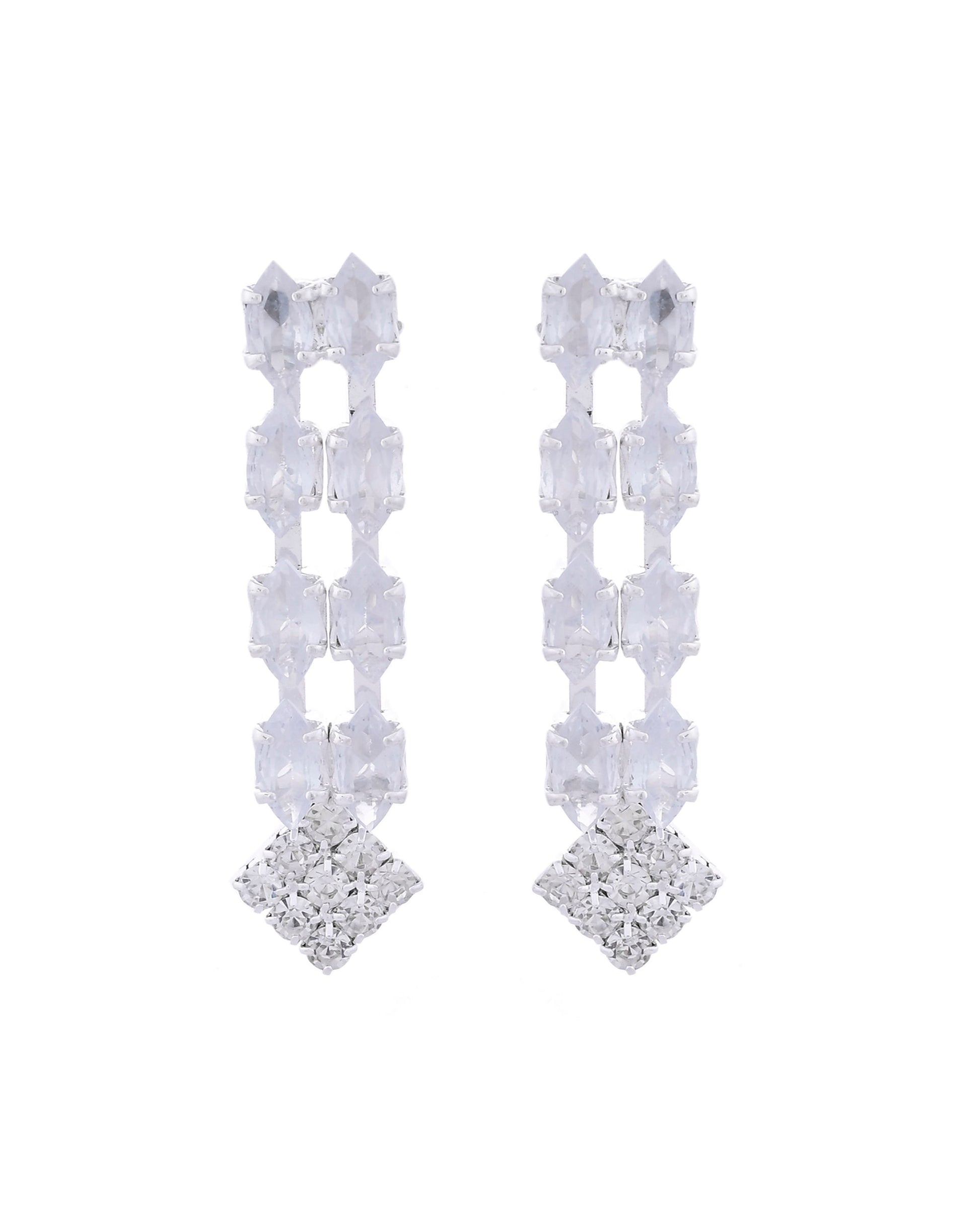 VOJ Silver Plated CZ Stones Studded Necklace Set - Swadesiicart