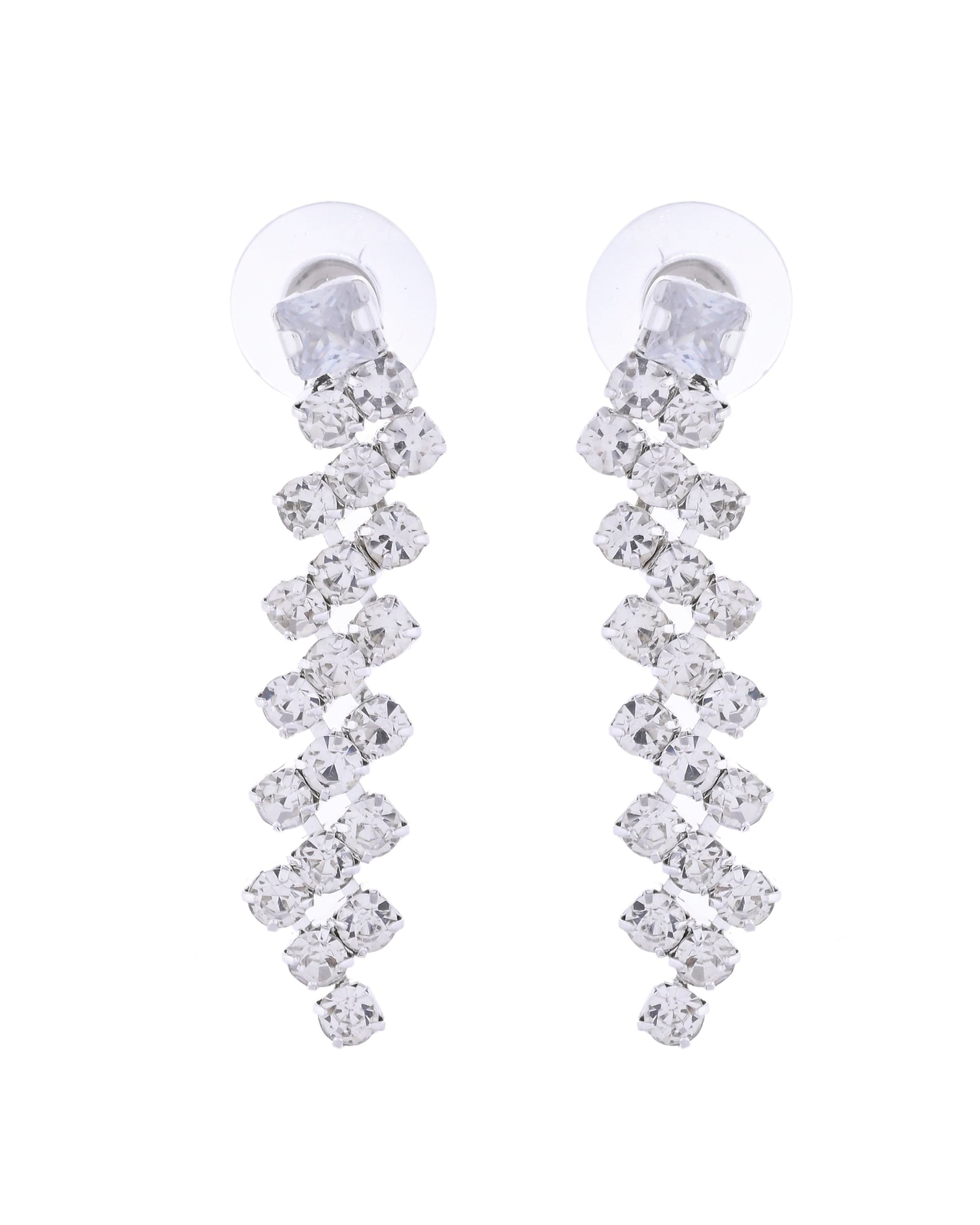 VOJ Silver Plated CZ And Artifical Stones Studded Necklace Set VOJ (Valley Of Jewellery)