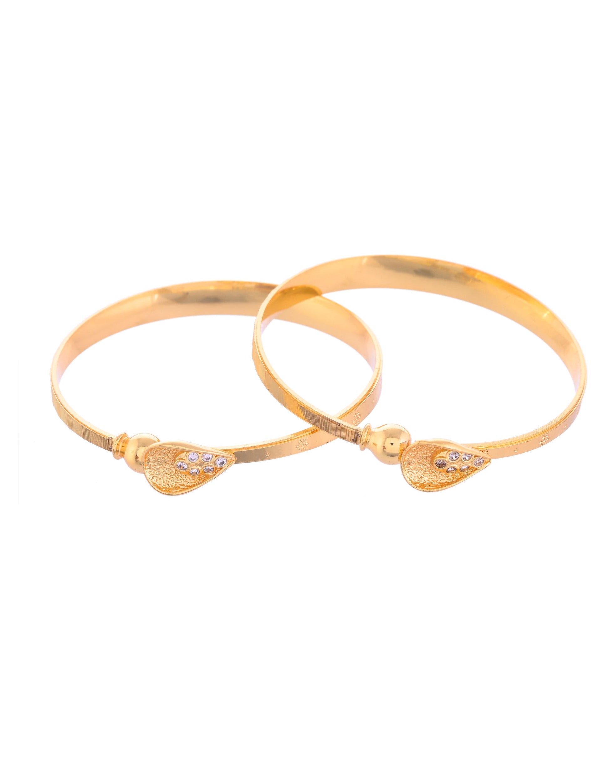 VOJ Set of 2 Gold-Polished Tear Drop Shaped Bangles VOJ (Valley Of Jewellery)