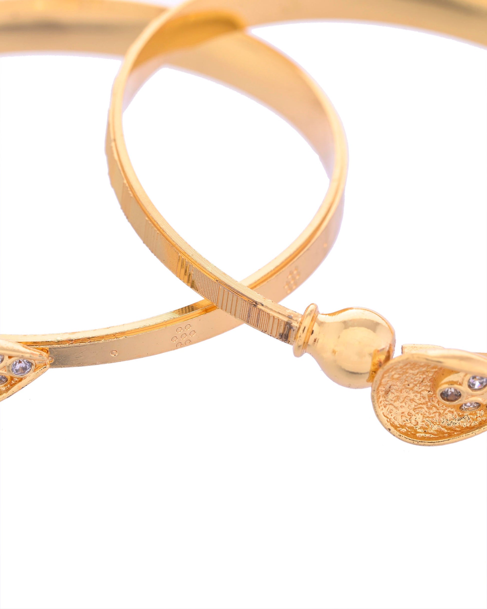 VOJ Set of 2 Gold-Polished Tear Drop Shaped Bangles VOJ (Valley Of Jewellery)