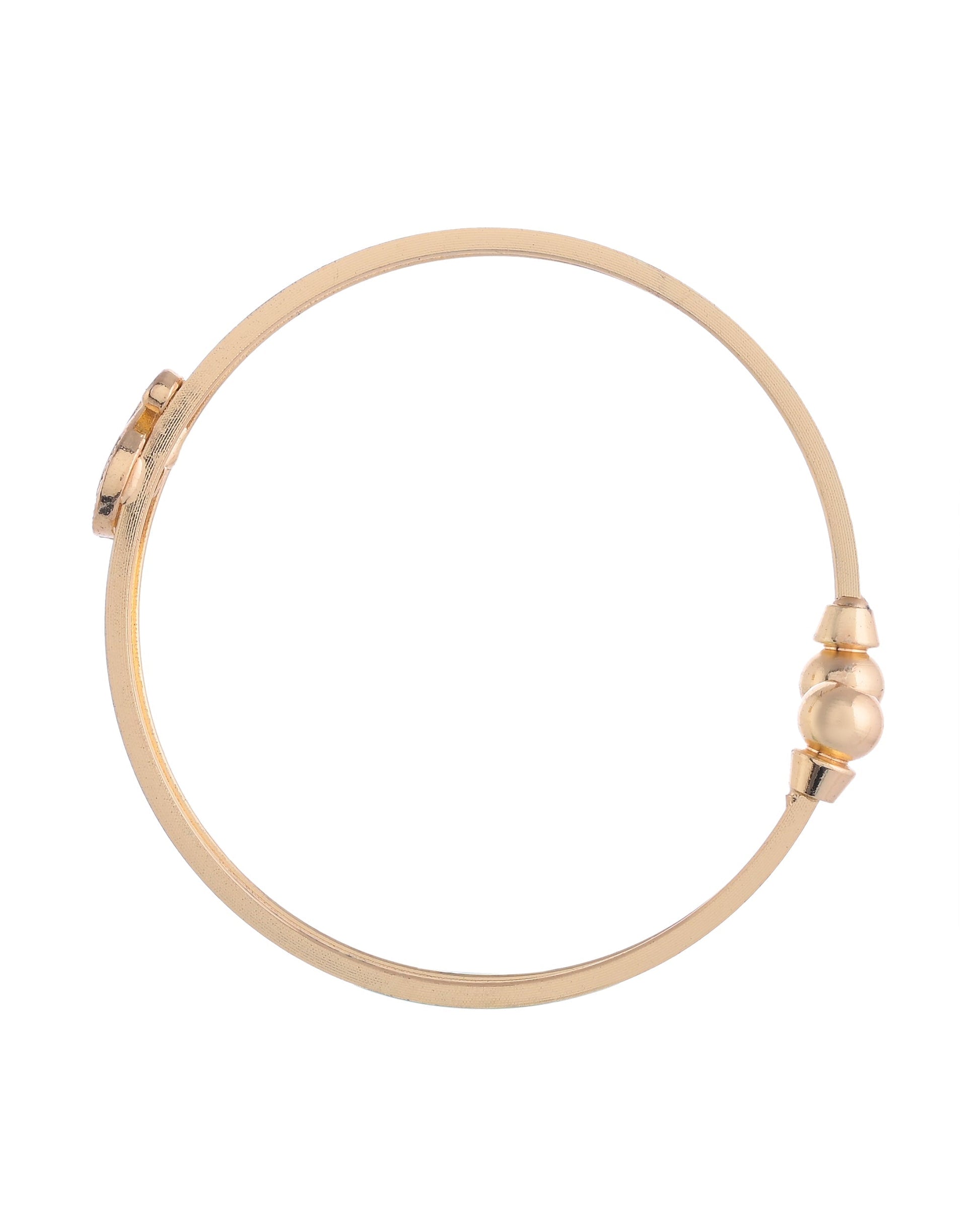 VOJ Set of 2 Gold-Polished AD Stone Studded Classic Bangles 