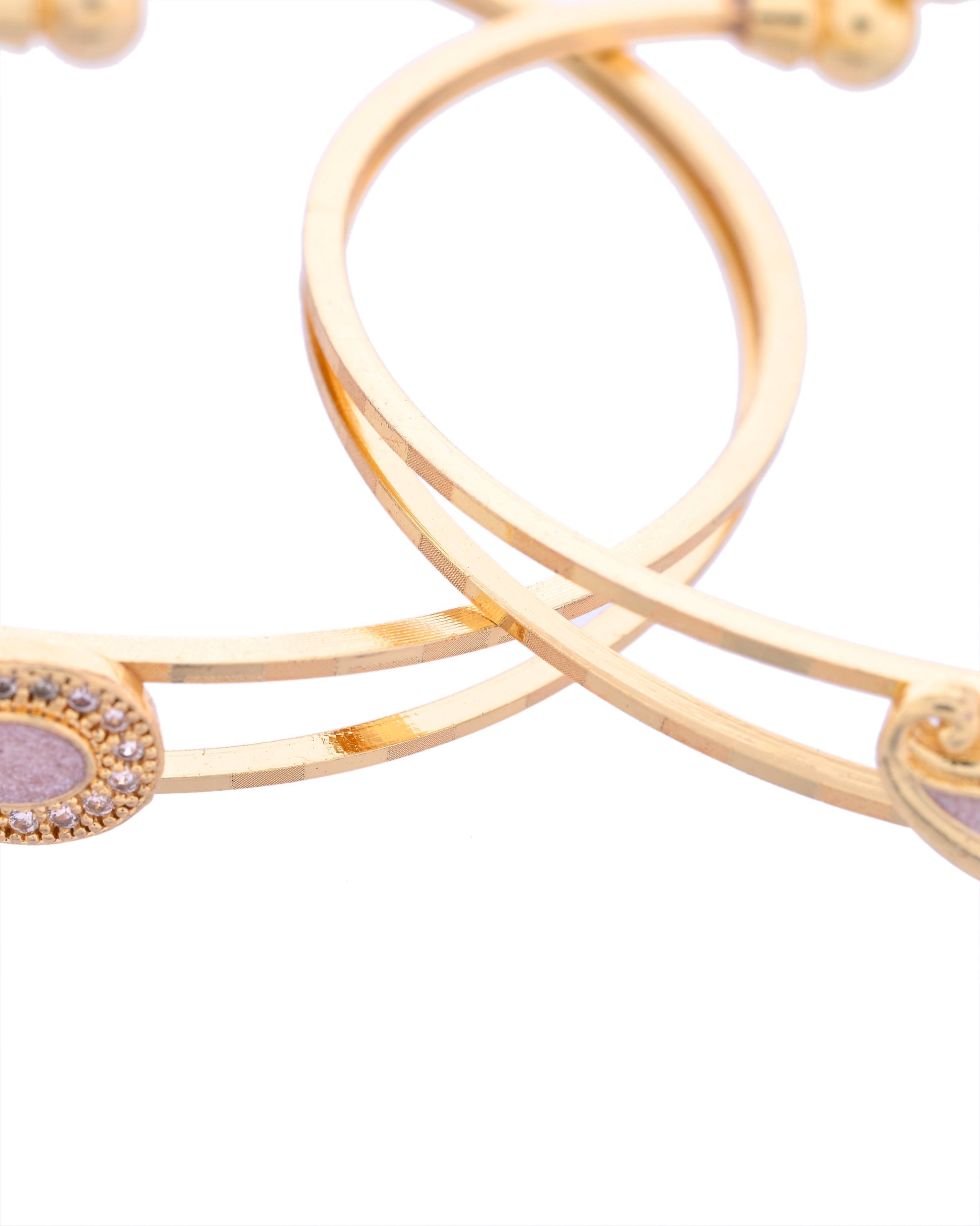 VOJ Set of 2 Gold-Polished AD Stone Studded Classic Bangles VOJ (Valley Of Jewellery)