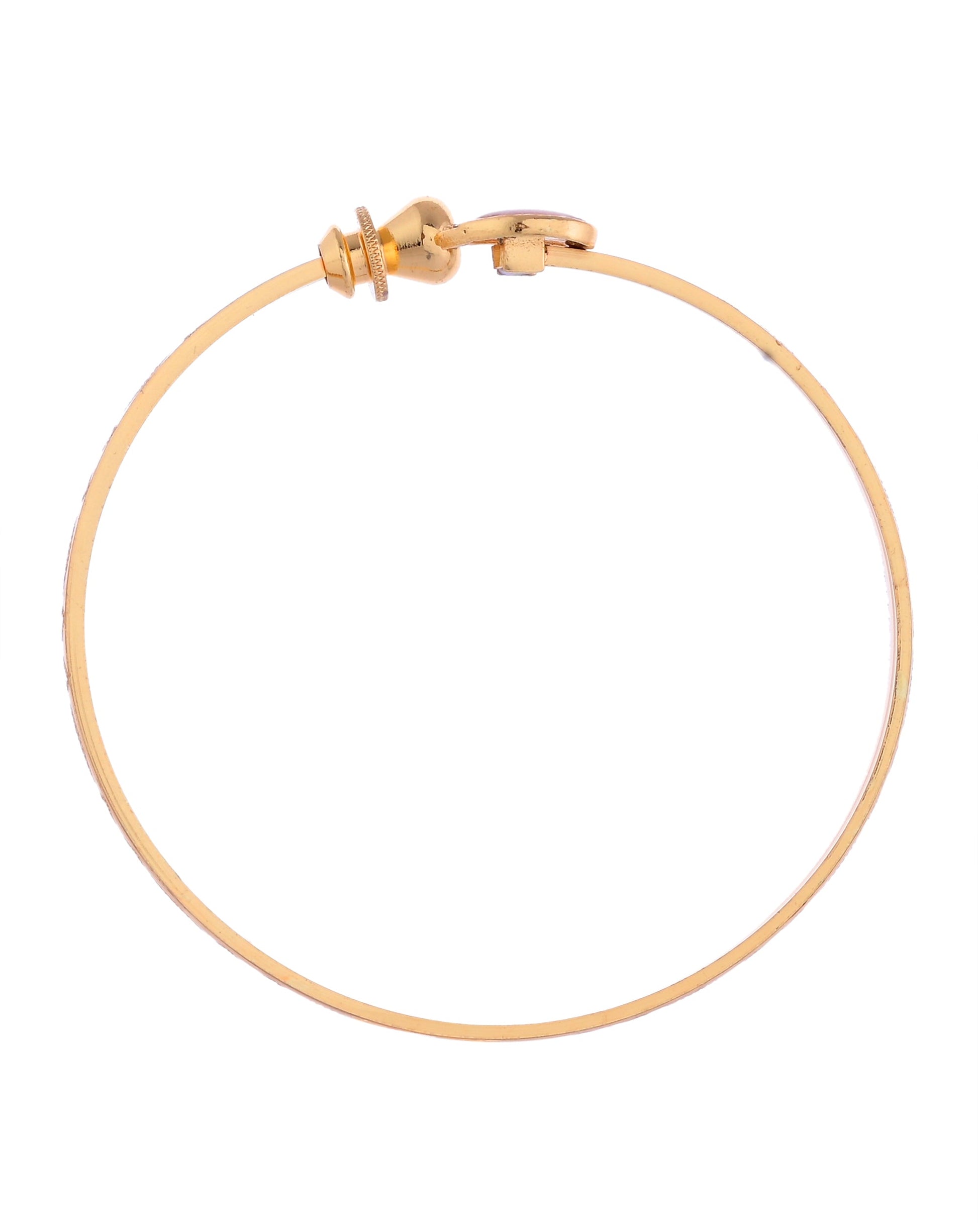 VOJ Set of 2 Gold-Polished Stone Studded Heart Shaped Bangles VOJ (Valley Of Jewellery)