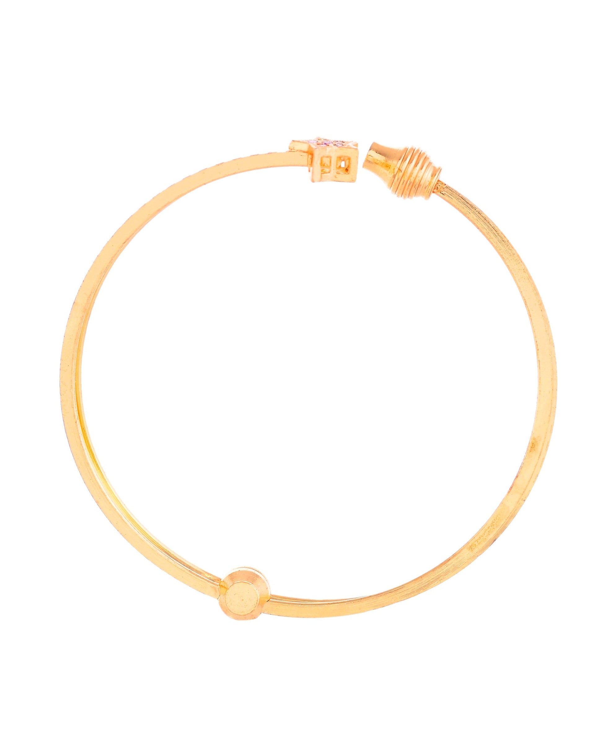 VOJ Set of 2 Gold-Polished Multi Colour Stone Studded Star Shaped Bangles 
