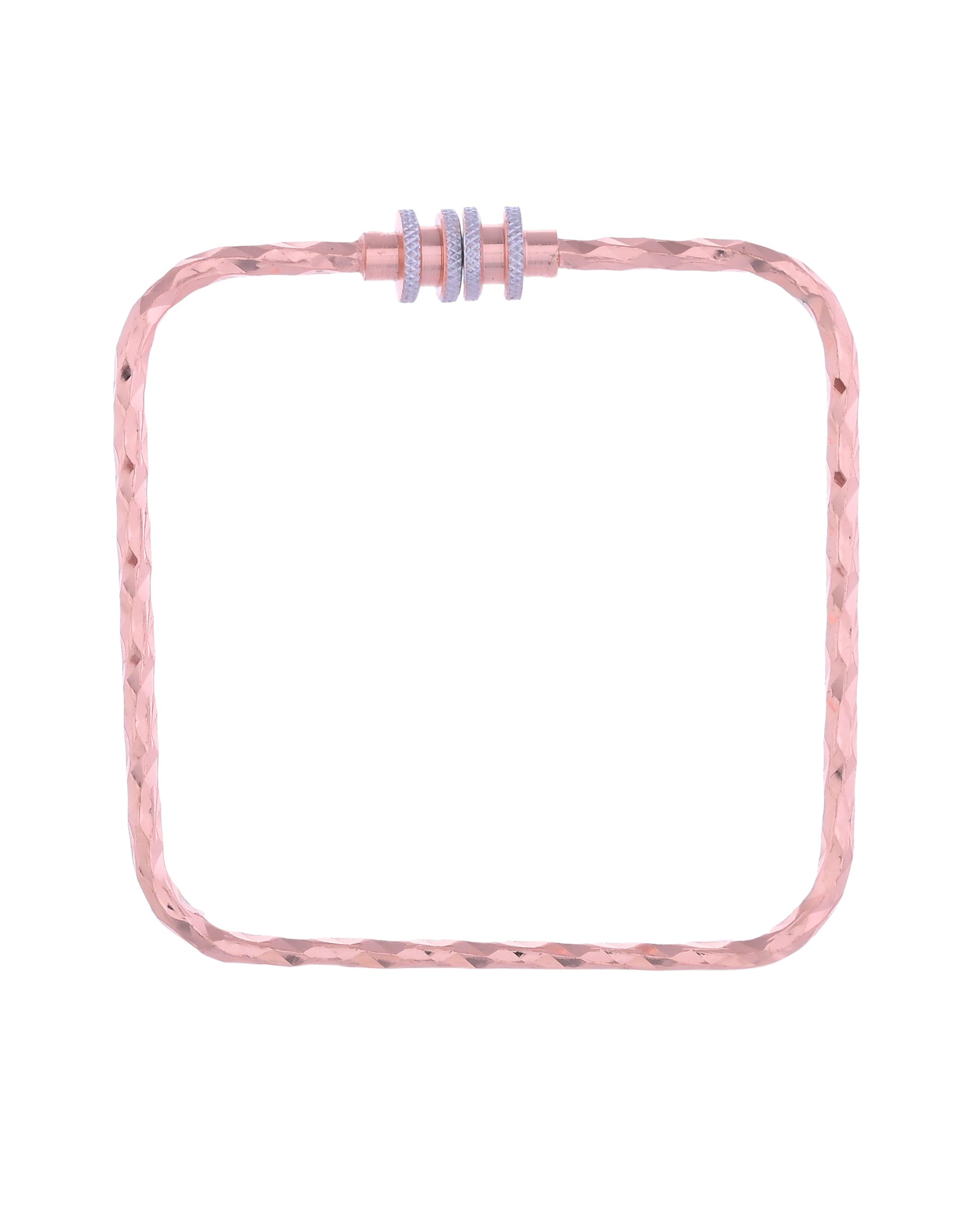 VOJ Set of 2 Rose Gold-Polished Square Shaped Bangles 