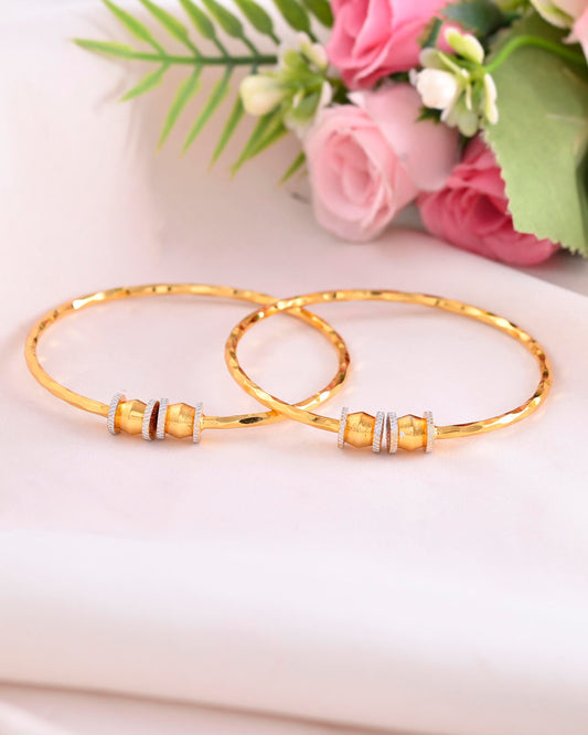 VOJ Set of 2 Gold-Polished Simple Bangles VOJ (Valley Of Jewellery)