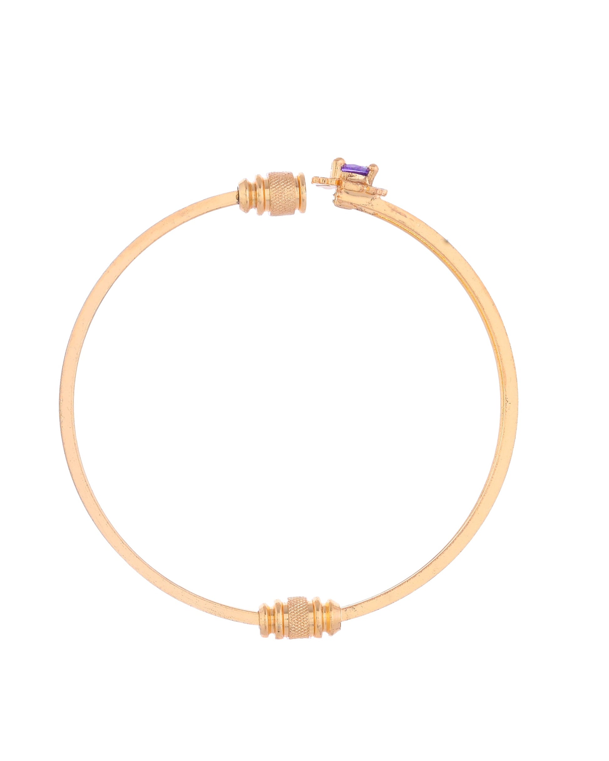 VOJ Set of 2 Gold-Polished Purple Stone Studded Bangles VOJ (Valley Of Jewellery)