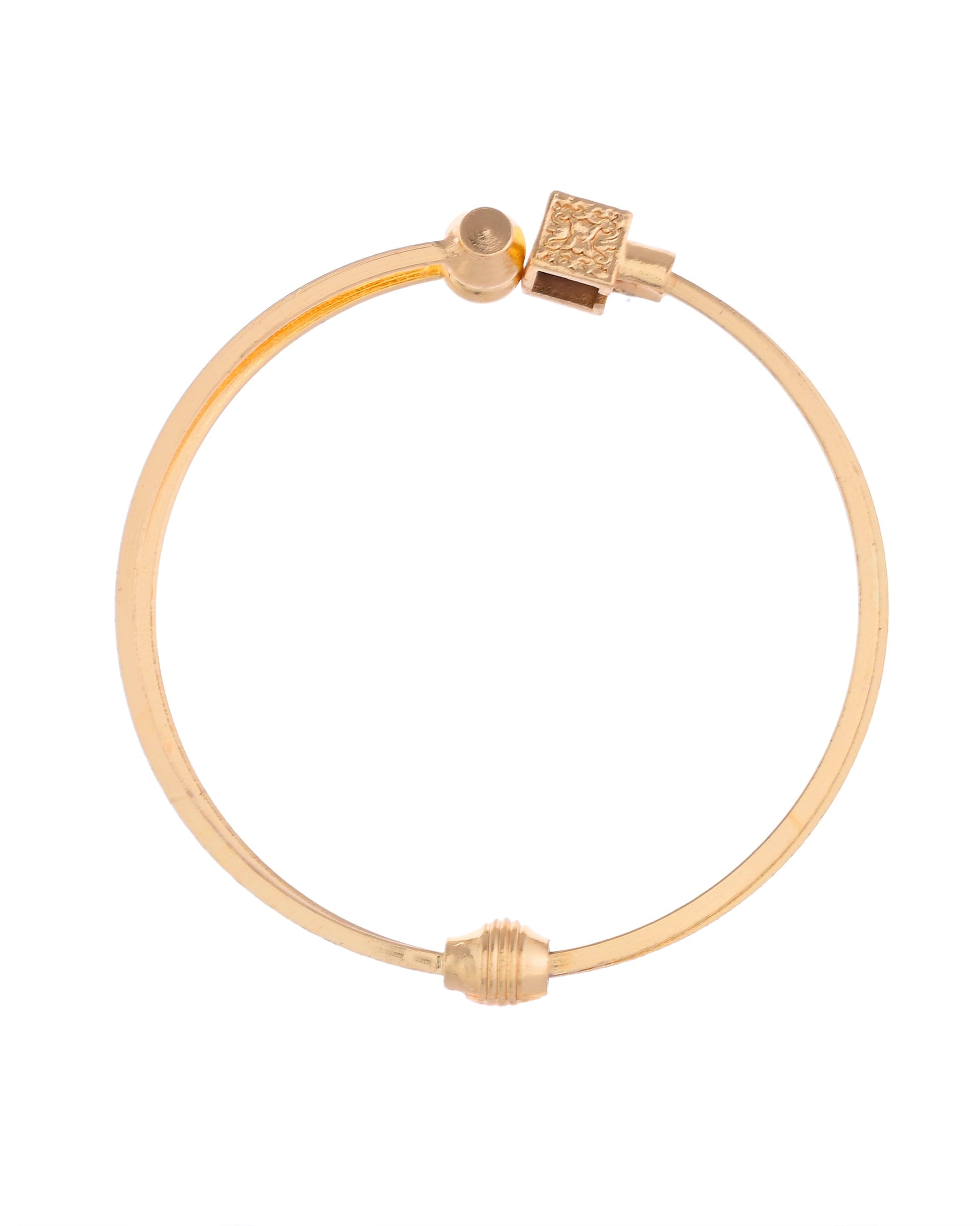 VOJ Set of 2 Gold-Polished Mutli Colour Stones Studded Square Shaped Bangles 