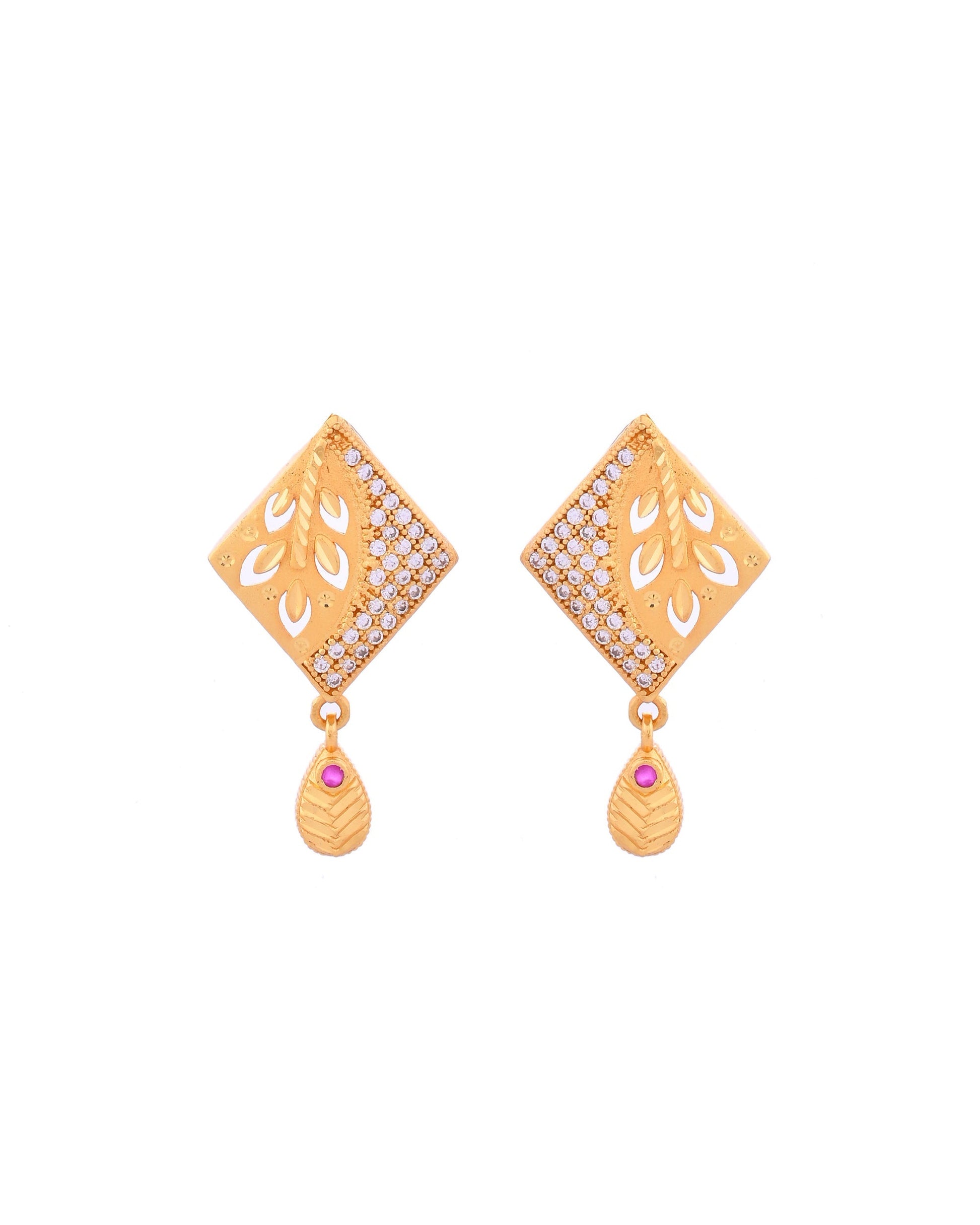 VOJ Gold-Polished Geomatrical AD Stone Studded Chain Set - Swadesiicart