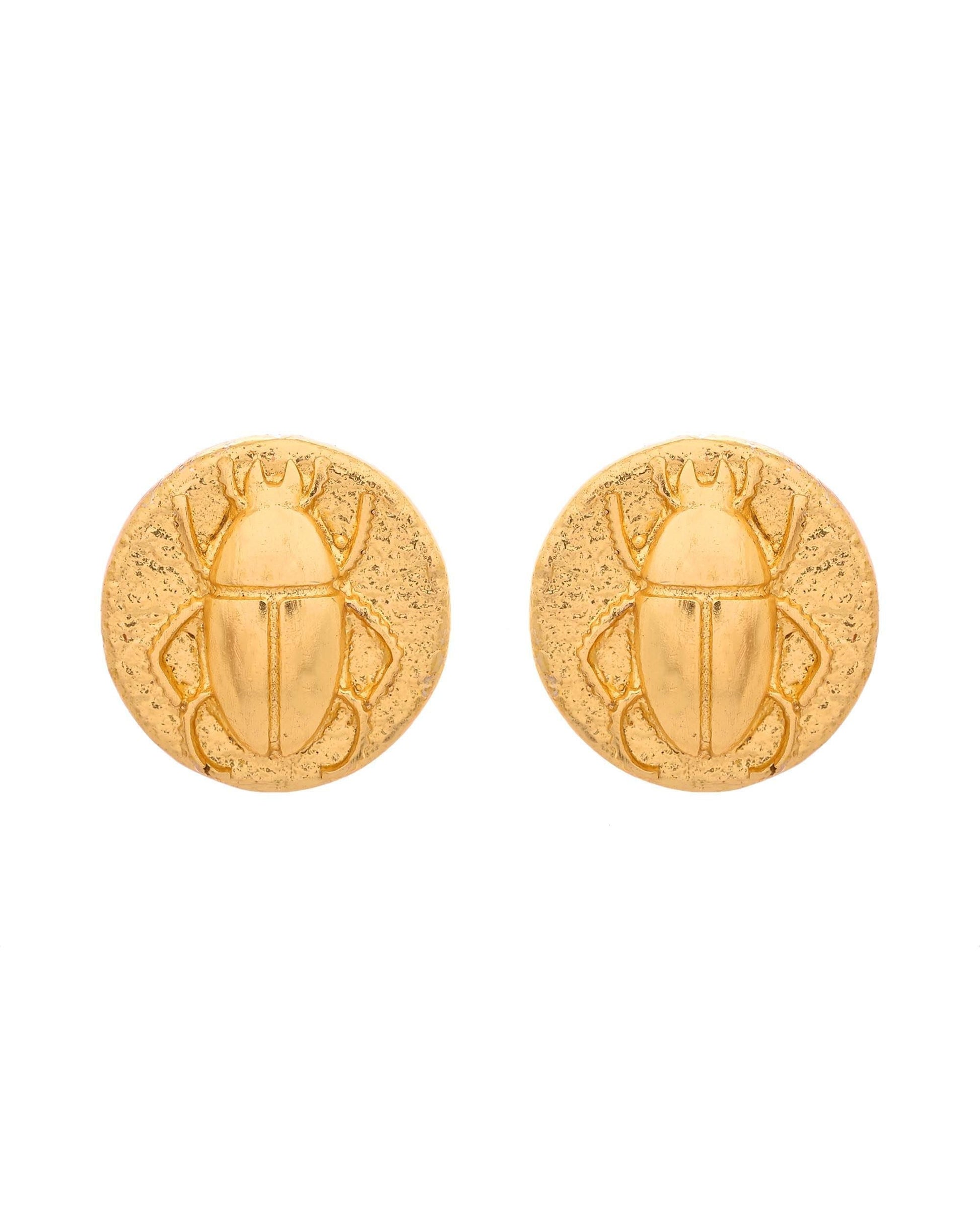 VOJ Gold Polished Designer Small Stud Earrings - Swadesiicart