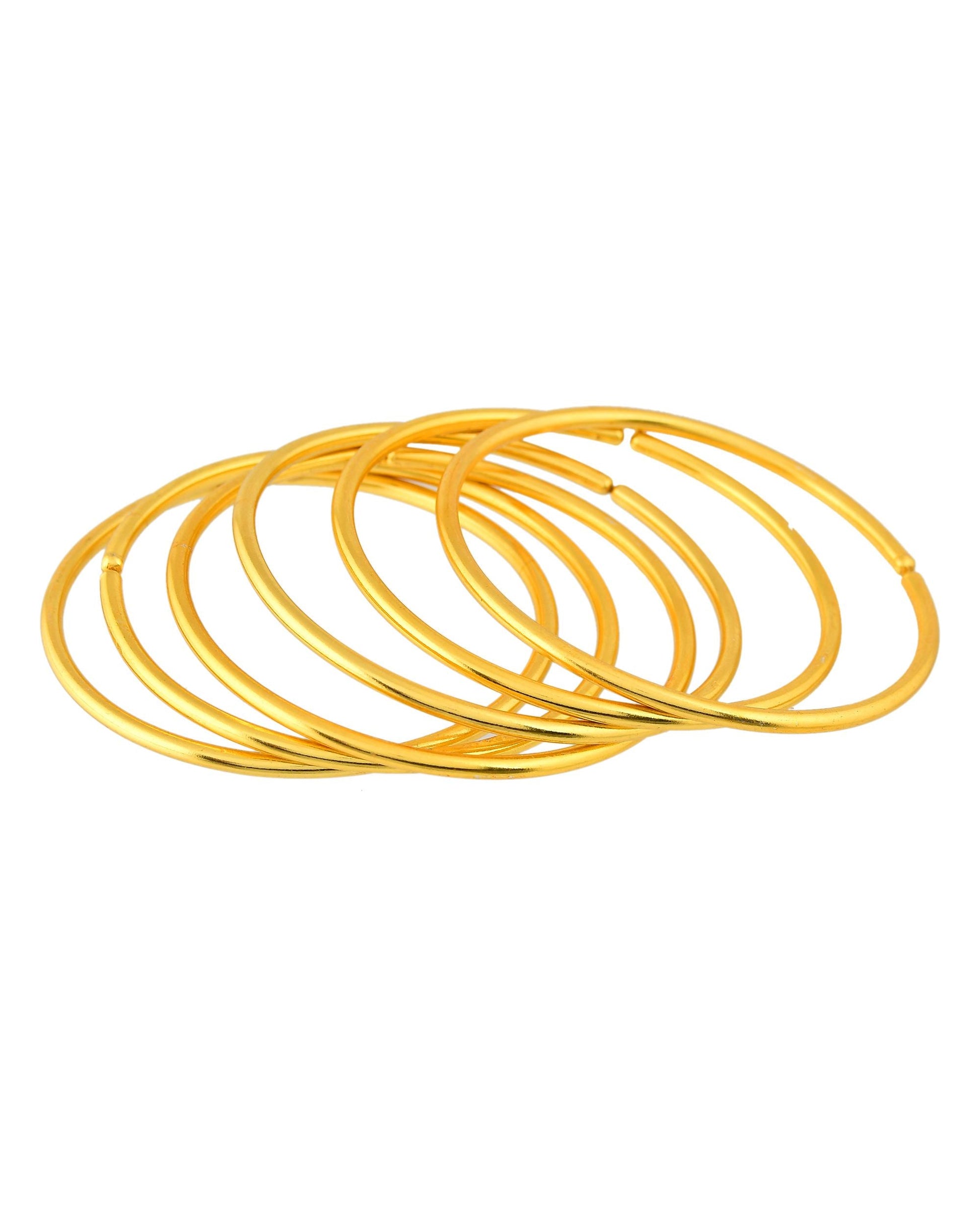 VOJ Set of 6, Gold Polished Anti Tarnish Bangles VOJ (Valley Of Jewellery)