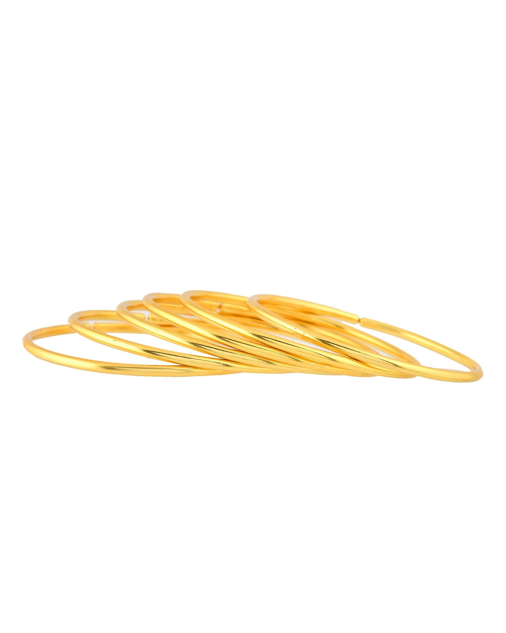 VOJ Set of 6, Gold Polished Anti Tarnish Bangles VOJ (Valley Of Jewellery)