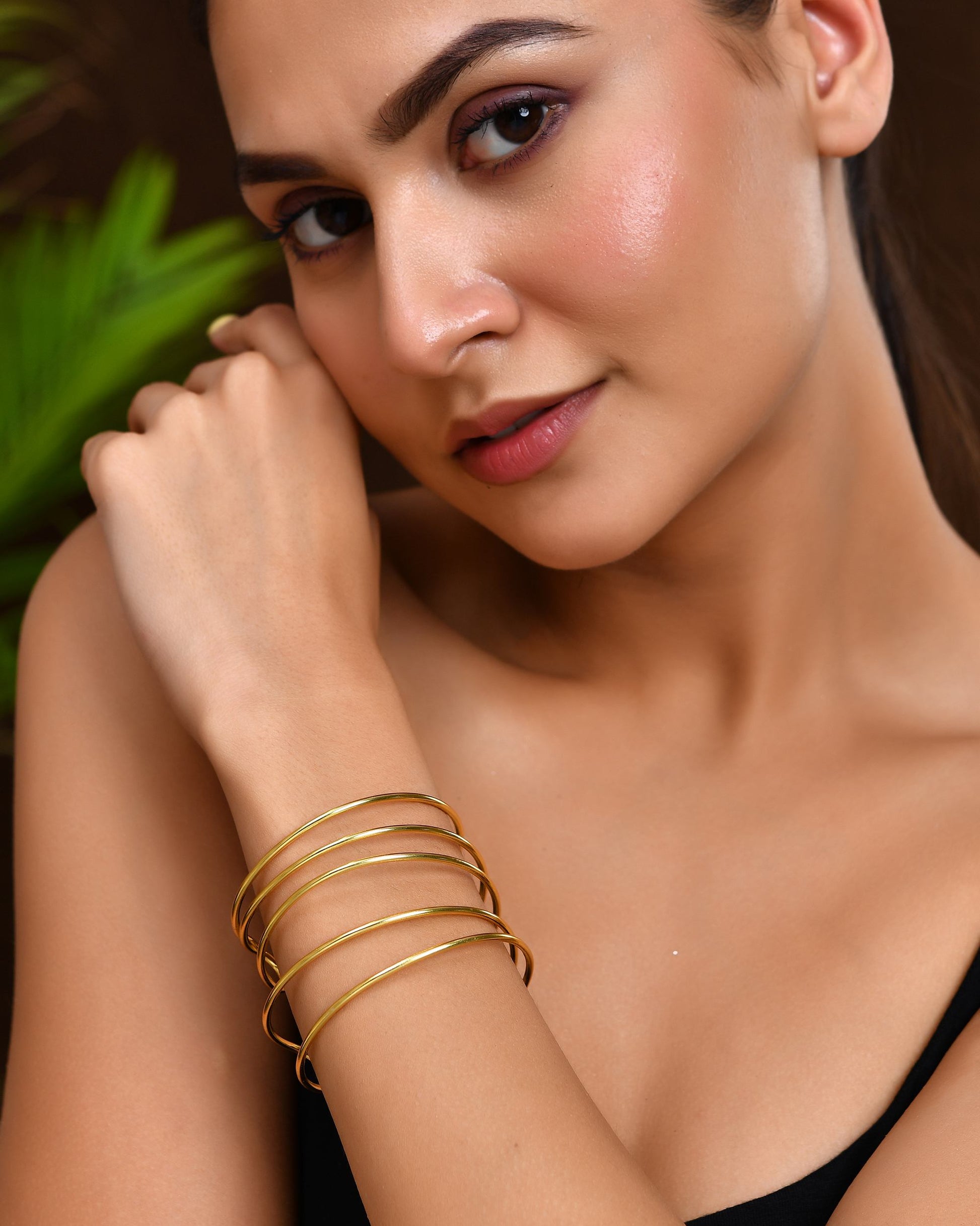 VOJ Gold Polished Elegant Anti Tarnish Multi Layer Bracelet VOJ (Valley Of Jewellery)