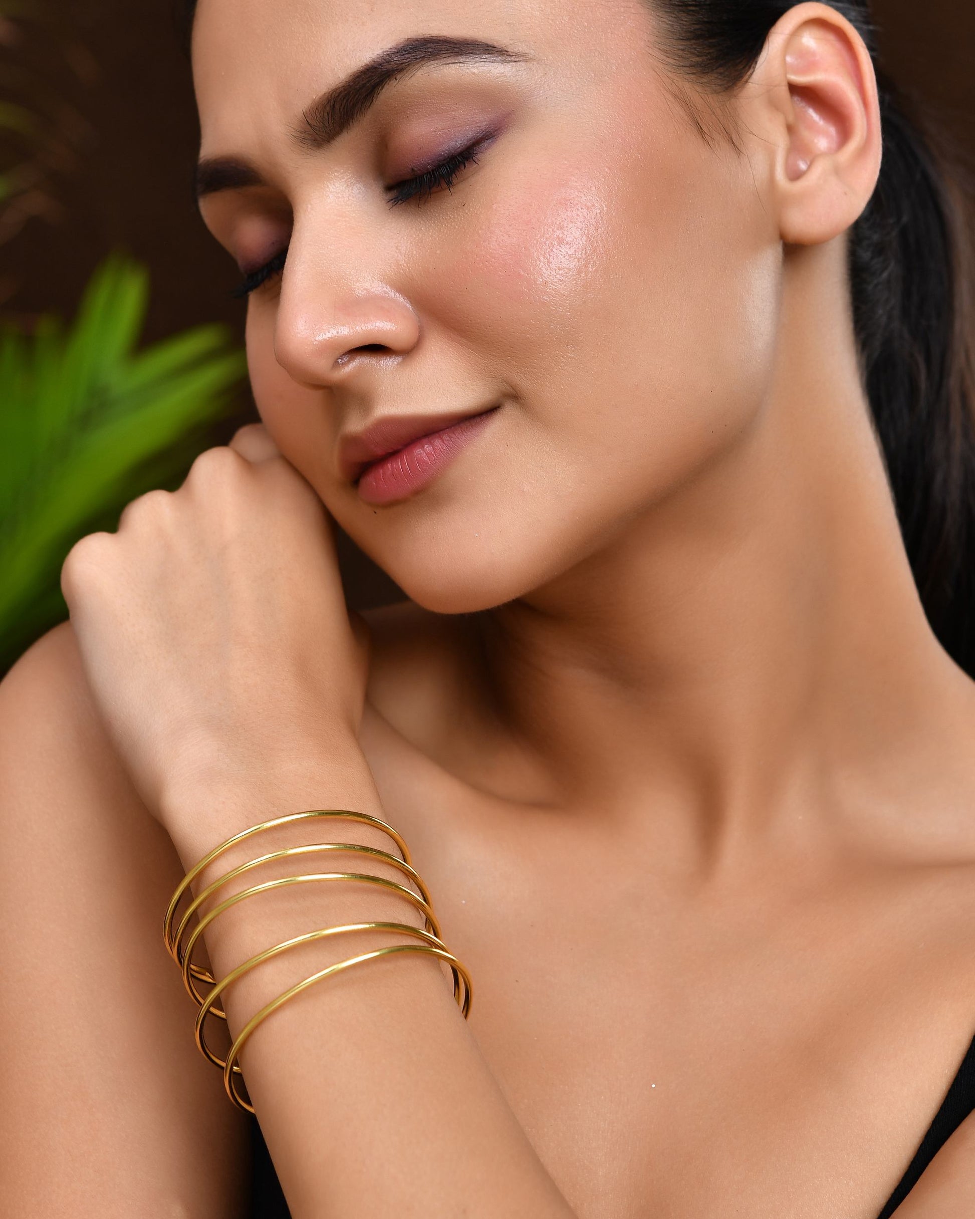 VOJ Gold Polished Elegant Anti Tarnish Multi Layer Bracelet VOJ (Valley Of Jewellery)