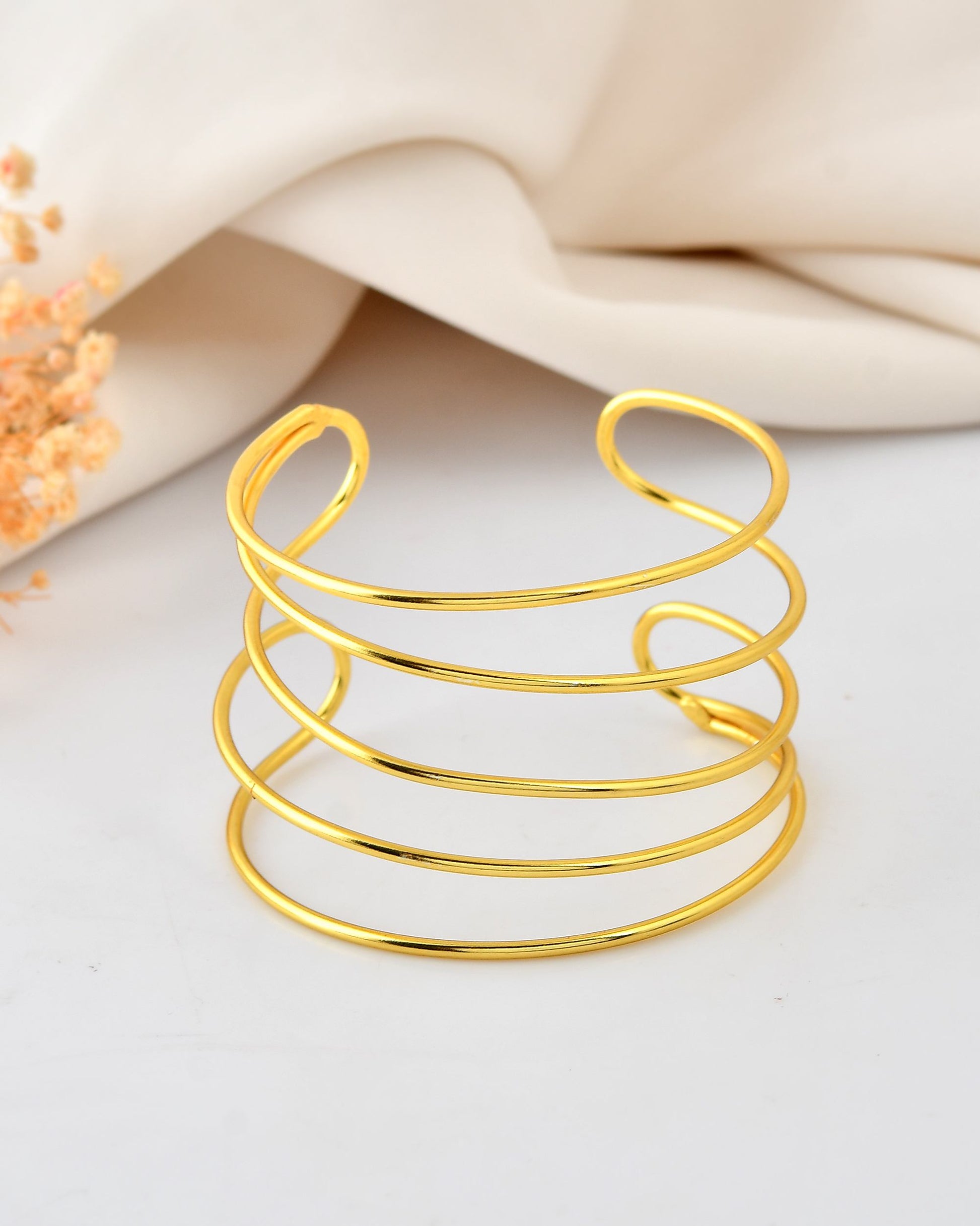 VOJ Gold Polished Elegant Anti Tarnish Multi Layer Bracelet VOJ (Valley Of Jewellery)