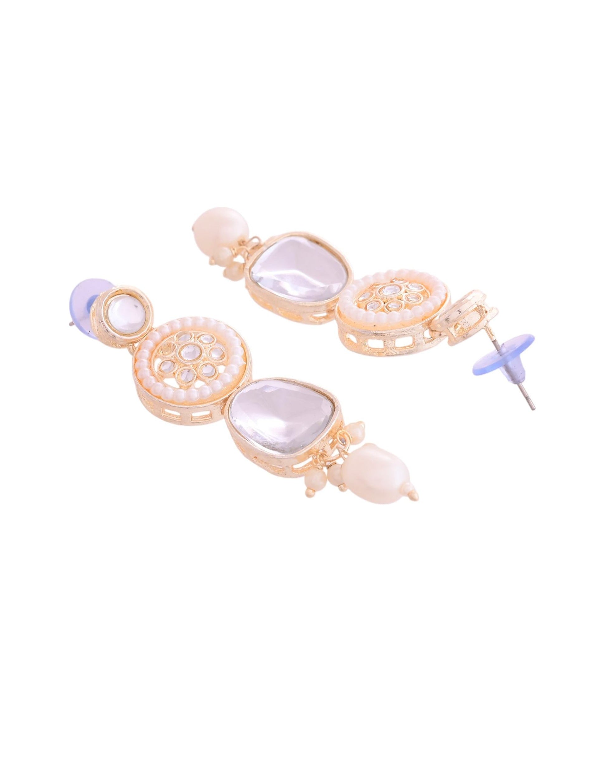 VOJ Gold Polished Artificial Beads And Stone Studded Necklace Set With Maang Tikka VOJ (Valley Of Jewellery)