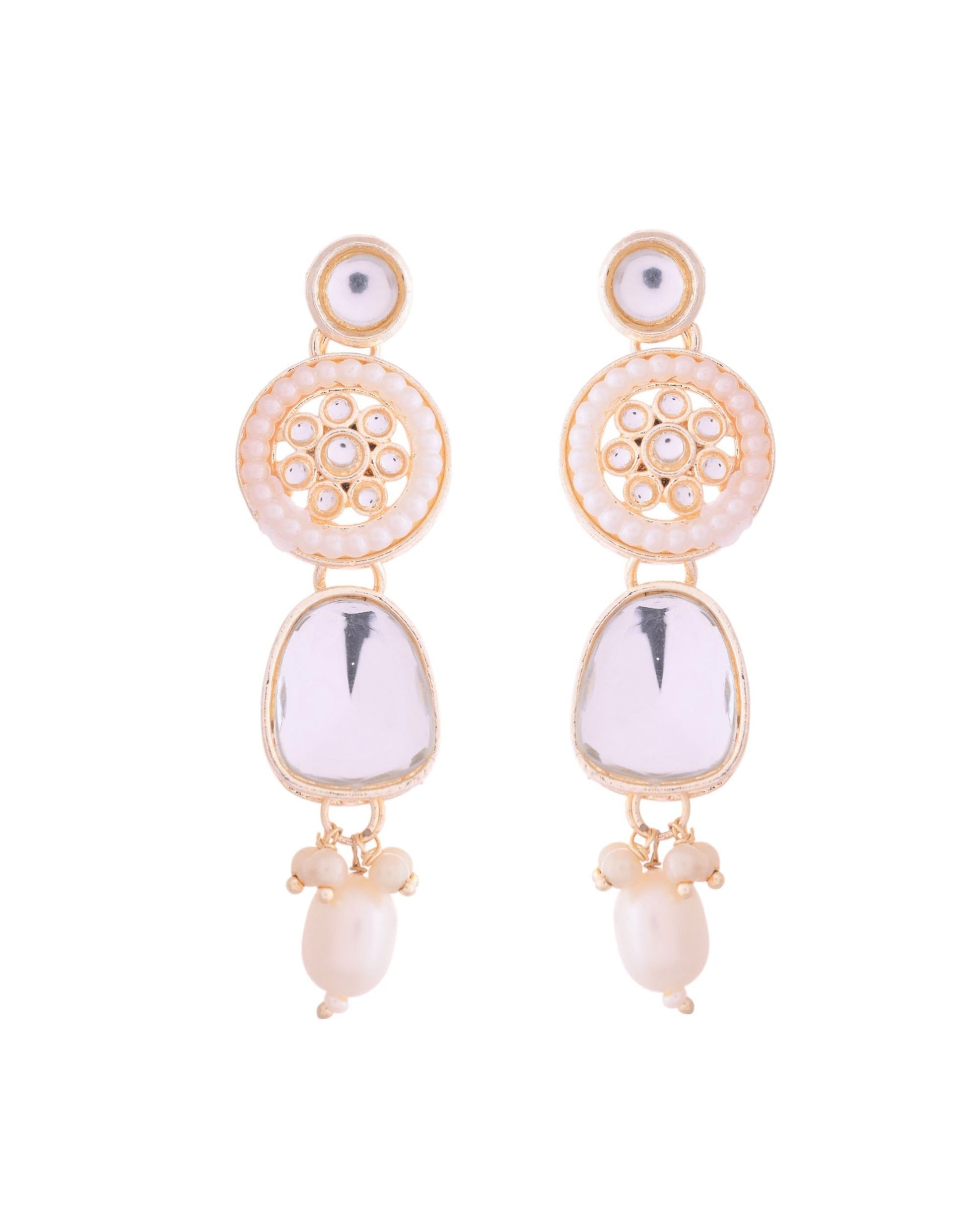 VOJ Gold Polished Artificial Beads And Stone Studded Necklace Set With Maang Tikka - Swadesiicart